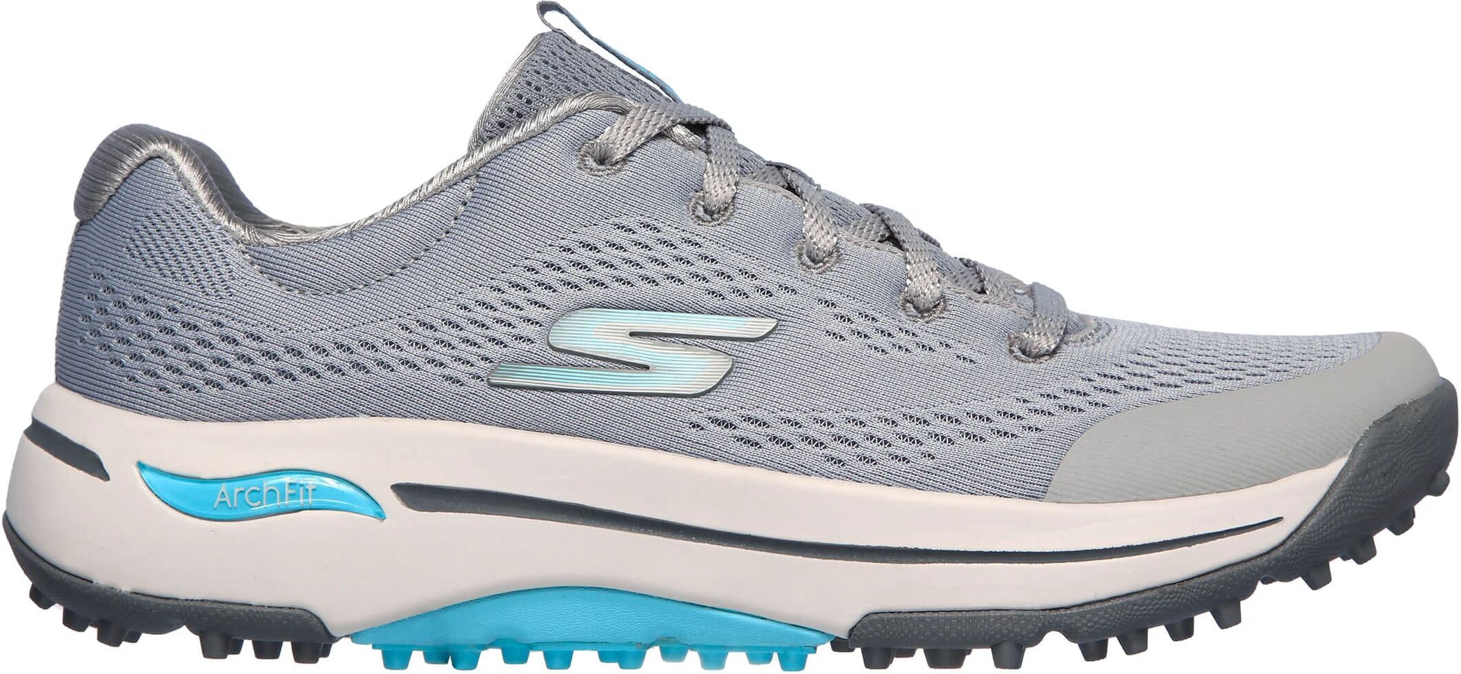 Skechers Womens GO GOLF Arch Fit Balance Golf Shoes - Grey/Blue - 6 - MEDIUM