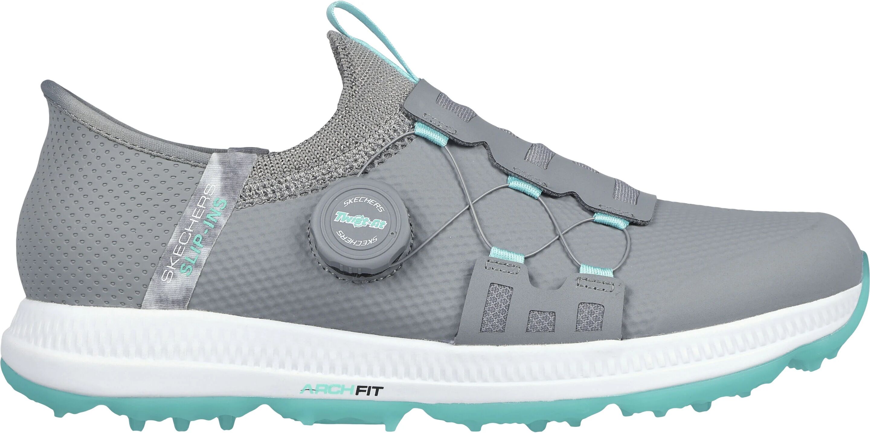 Skechers Womens GO GOLF Elite 5 Slip In Golf Shoes - Gray/Aqua - 11 - MEDIUM