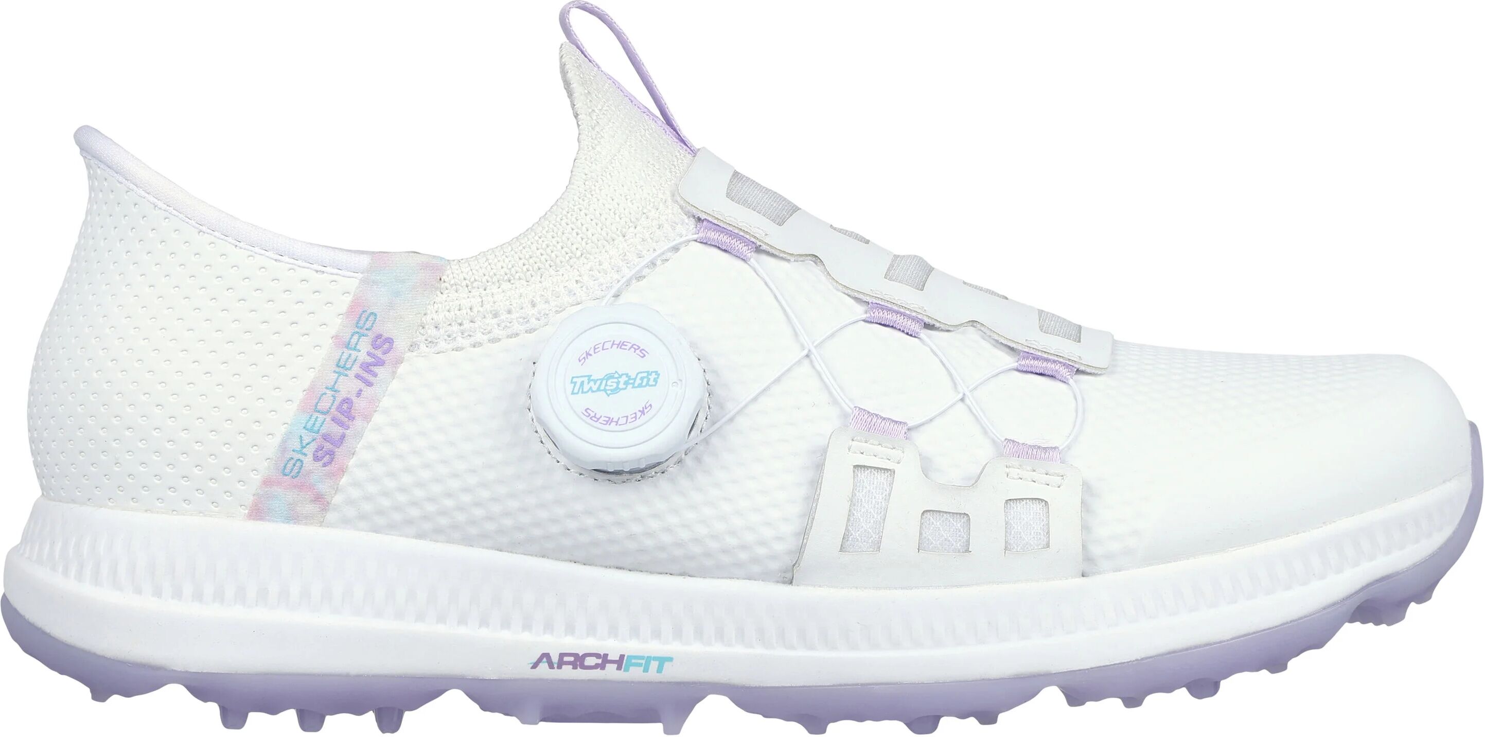 Skechers Womens GO GOLF Elite 5 Slip In Golf Shoes - White/Lavender - 7 - MEDIUM