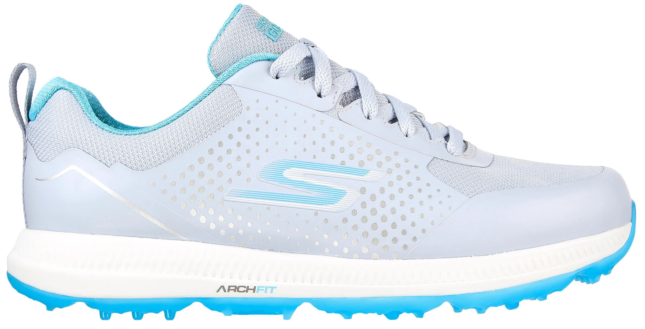 Skechers Womens GO GOLF Elite 5 Sport Golf Shoes - Gray/Aqua - 6 - MEDIUM