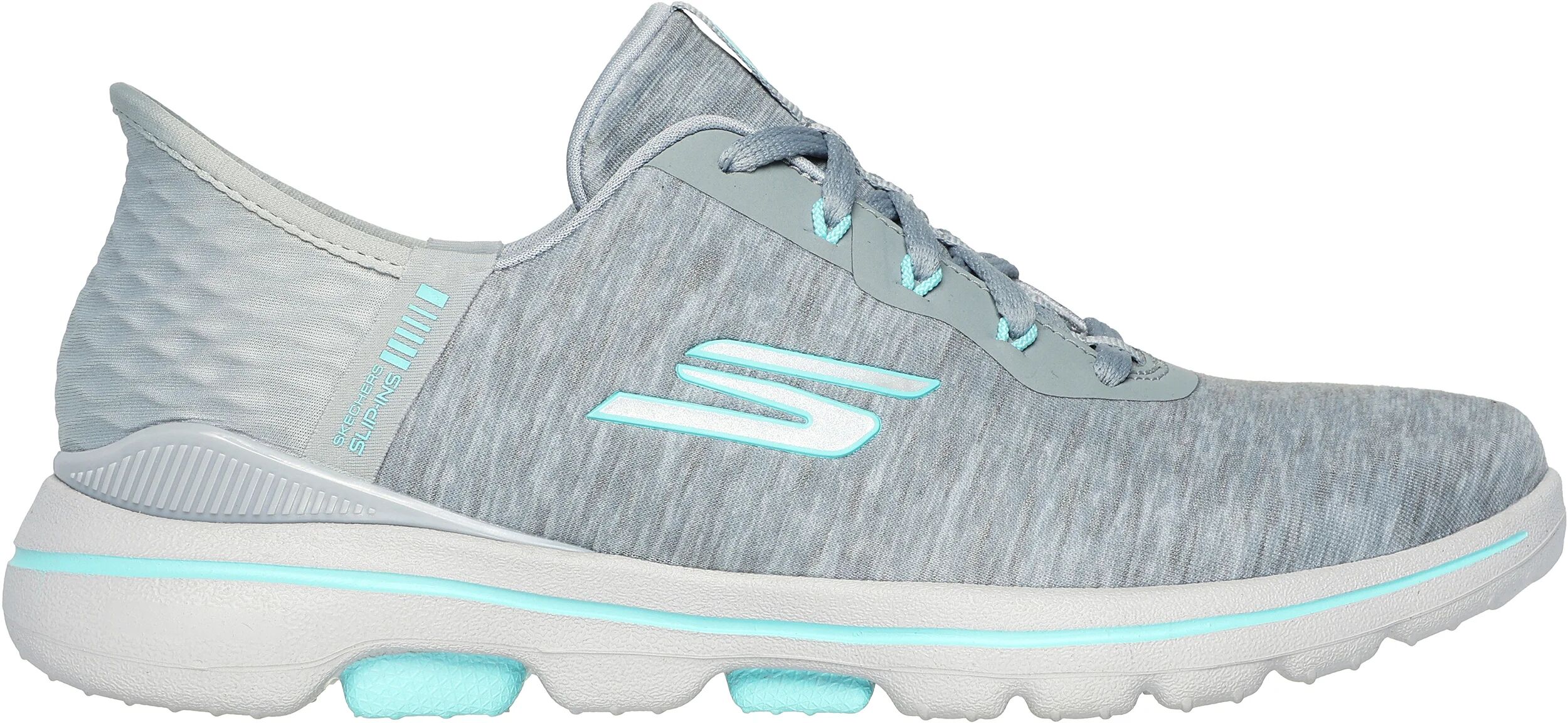 Skechers Womens GO GOLF WALK 5 Slip-Ins Golf Shoes - Gray/Aqua - 10 - MEDIUM