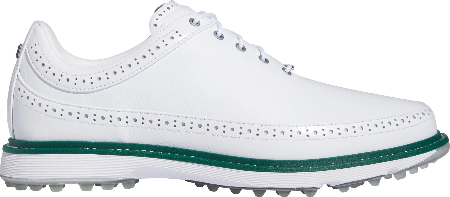 adidas MC80 Golf Shoes 2024 - Cloud White/Silver Metallic/Collegiate Green - 8.5 - MEDIUM