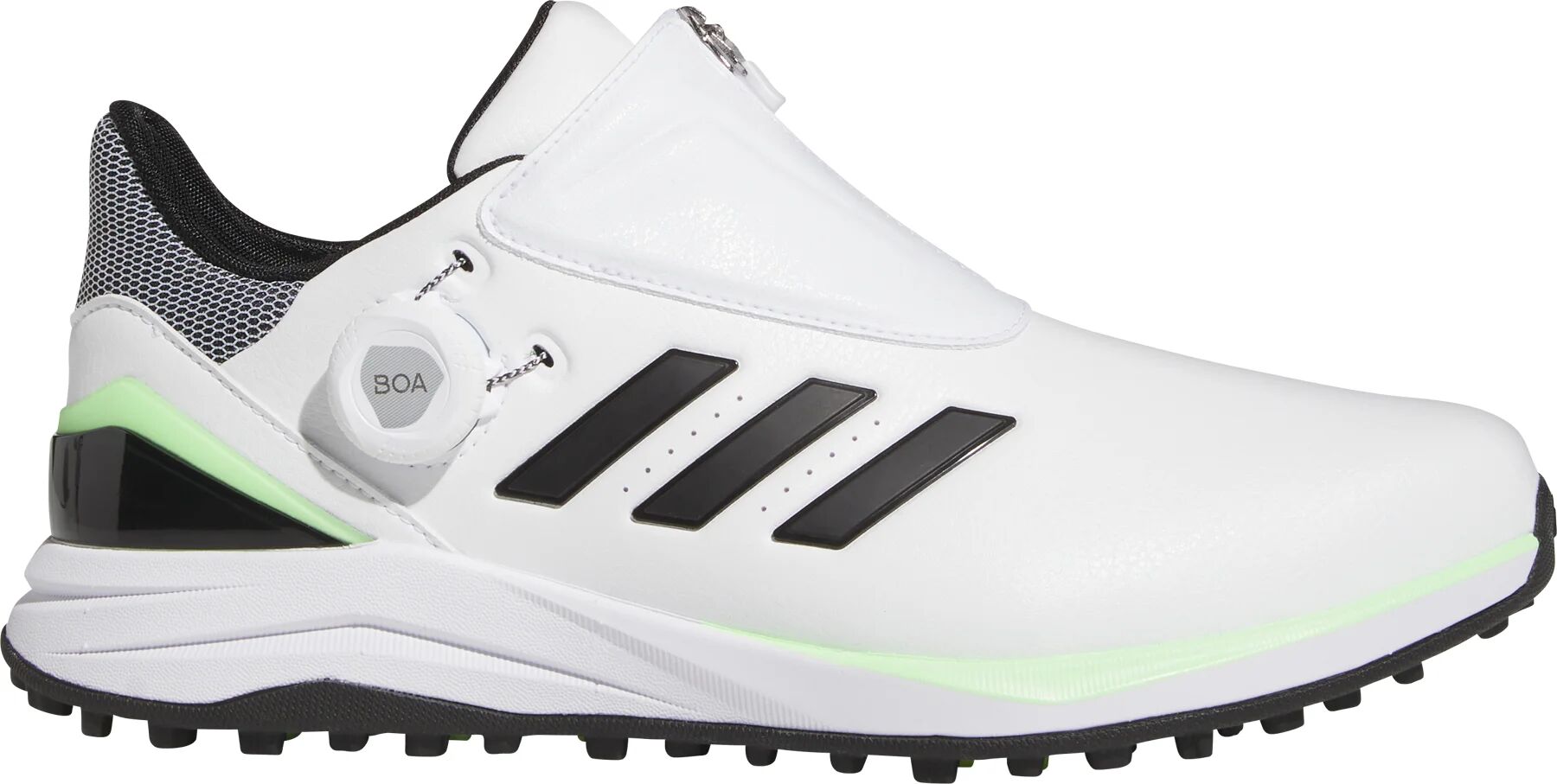 adidas Solarmotion BOA Spikeless 24 Golf Shoes - Cloud White/Core Black/Green Spark - 9.5 - WIDE