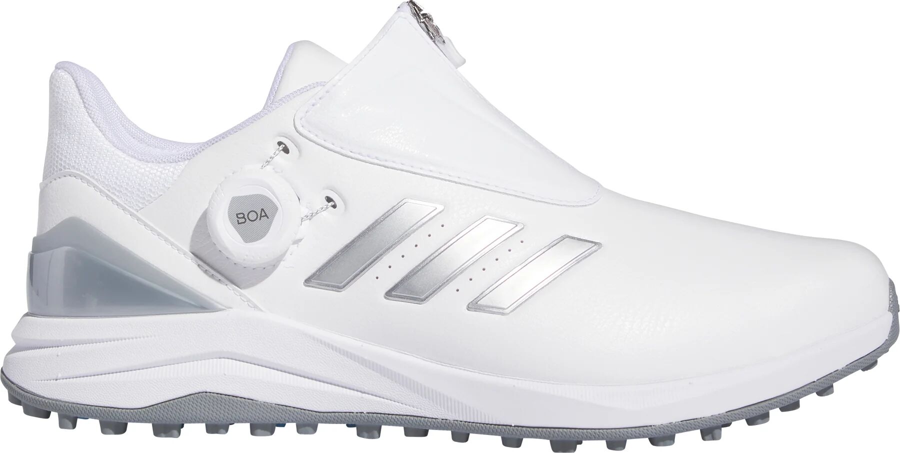 adidas Solarmotion BOA Spikeless 24 Golf Shoes - Cloud White/Silver Metallic/Blue Burst - 8.5 - WIDE