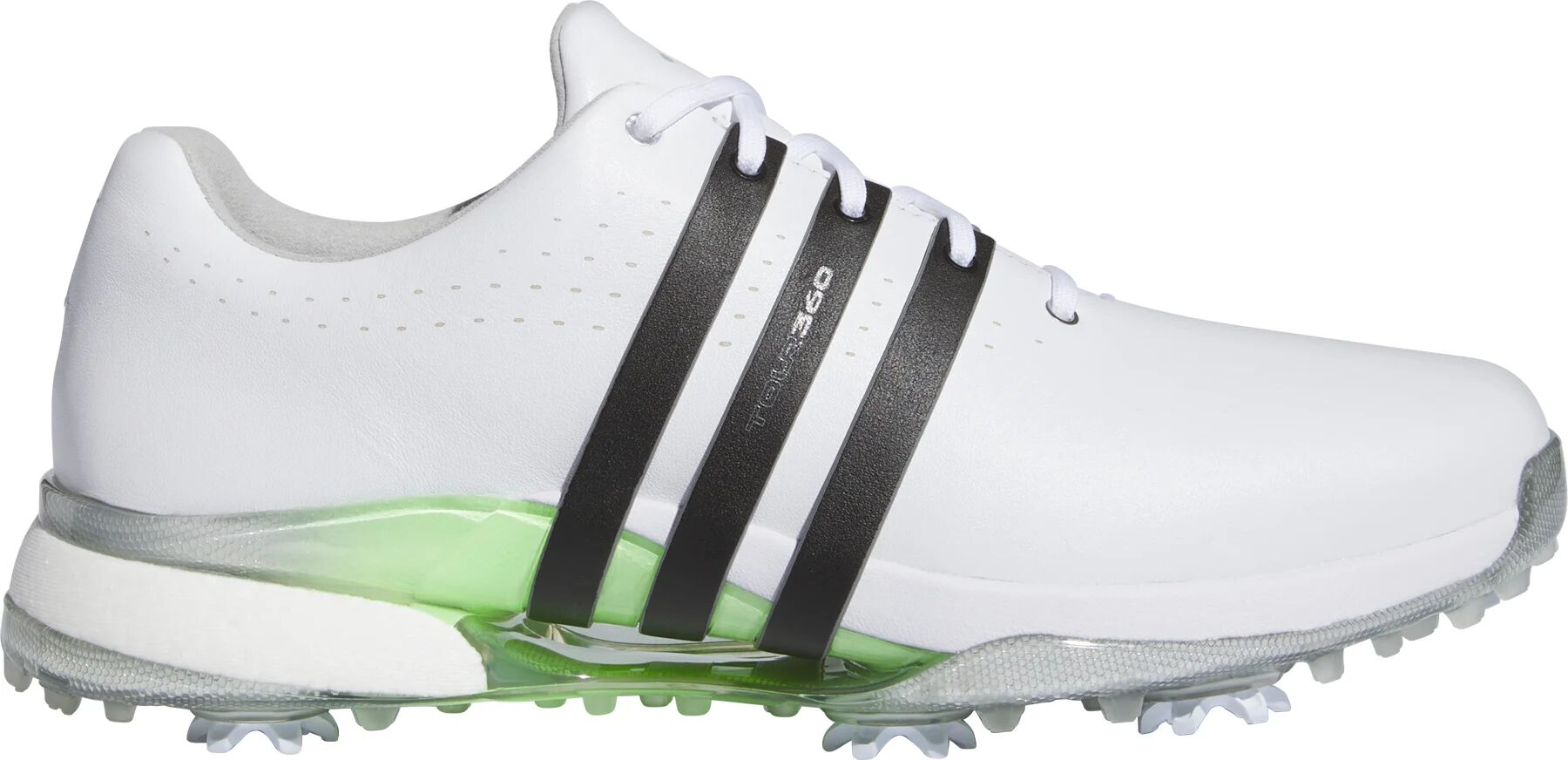 adidas Tour360 24 BOOST Golf Shoes - Cloud White/Core Black/Green Spark - 9.5 - MEDIUM