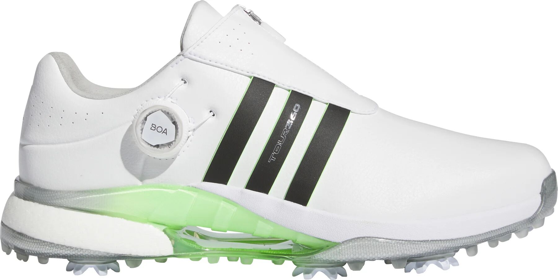 adidas Tour360 24 BOA BOOST Golf Shoes - Cloud White/Core Black/Green Spark - 11.5 - MEDIUM