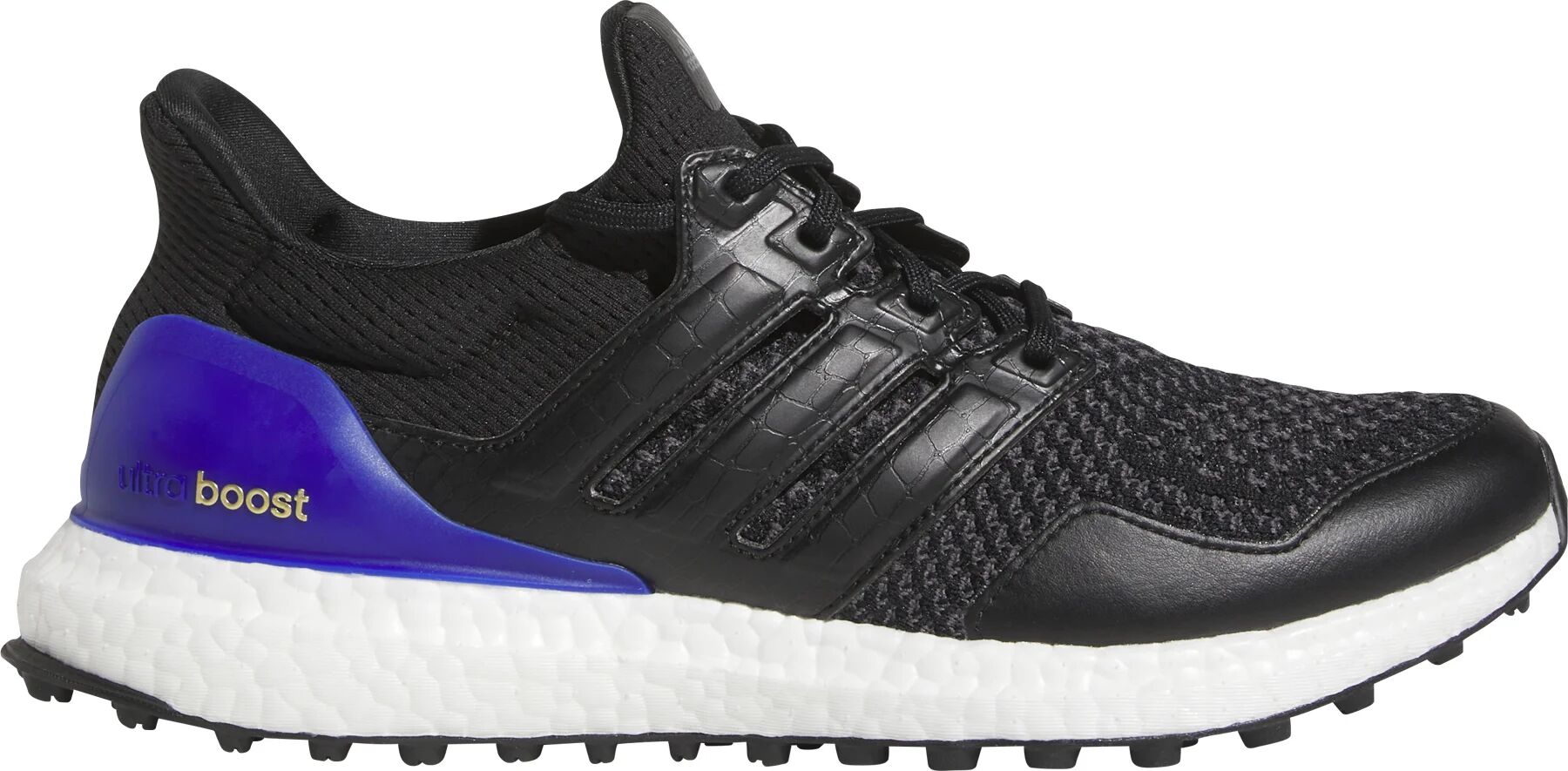 adidas Ultraboost Spikeless Golf Shoes - Core Black/Core Black/Lucid Blue - 10.5 - MEDIUM