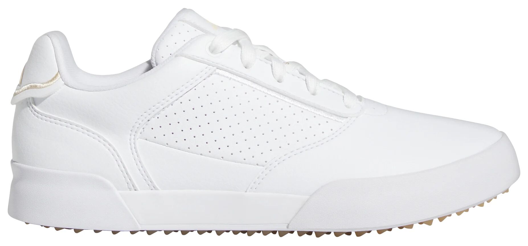 adidas Womens Retrocross Spikeless Golf Shoes - Cloud White/Sand Strata/Gum 3 - 7.5 - MEDIUM