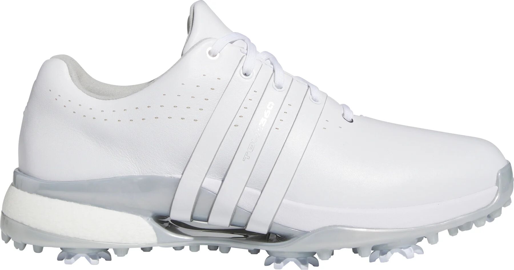 adidas Womens Tour360 24 BOOST Golf Shoes - Cloud White/Cloud White/Silver Metallic - 7 - MEDIUM