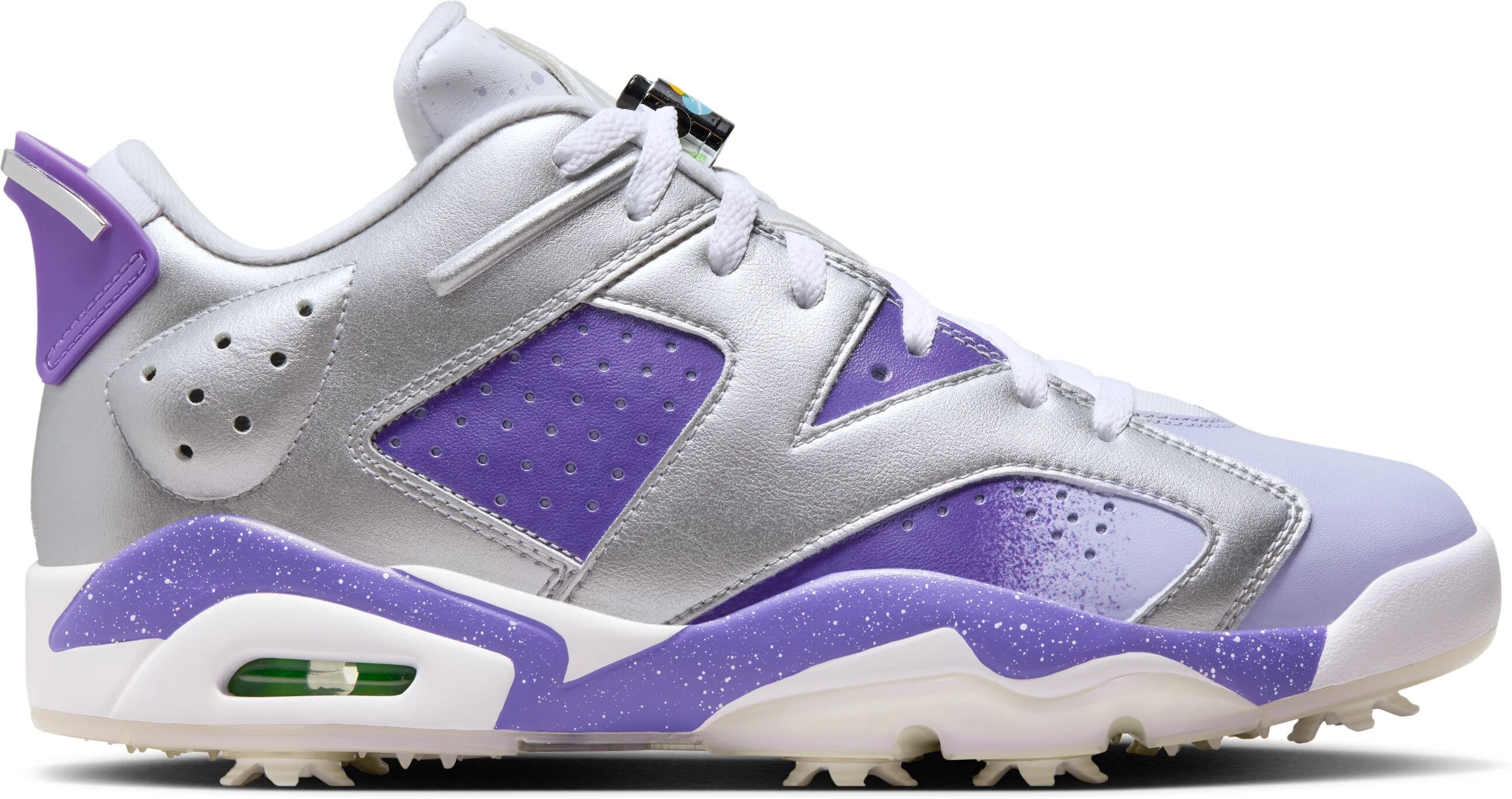 Nike Air Jordan Retro 6 G NRG Golf Shoes - Metallic Silver/Action Grape/White/Oxygen Purple - 7 - MEDIUM