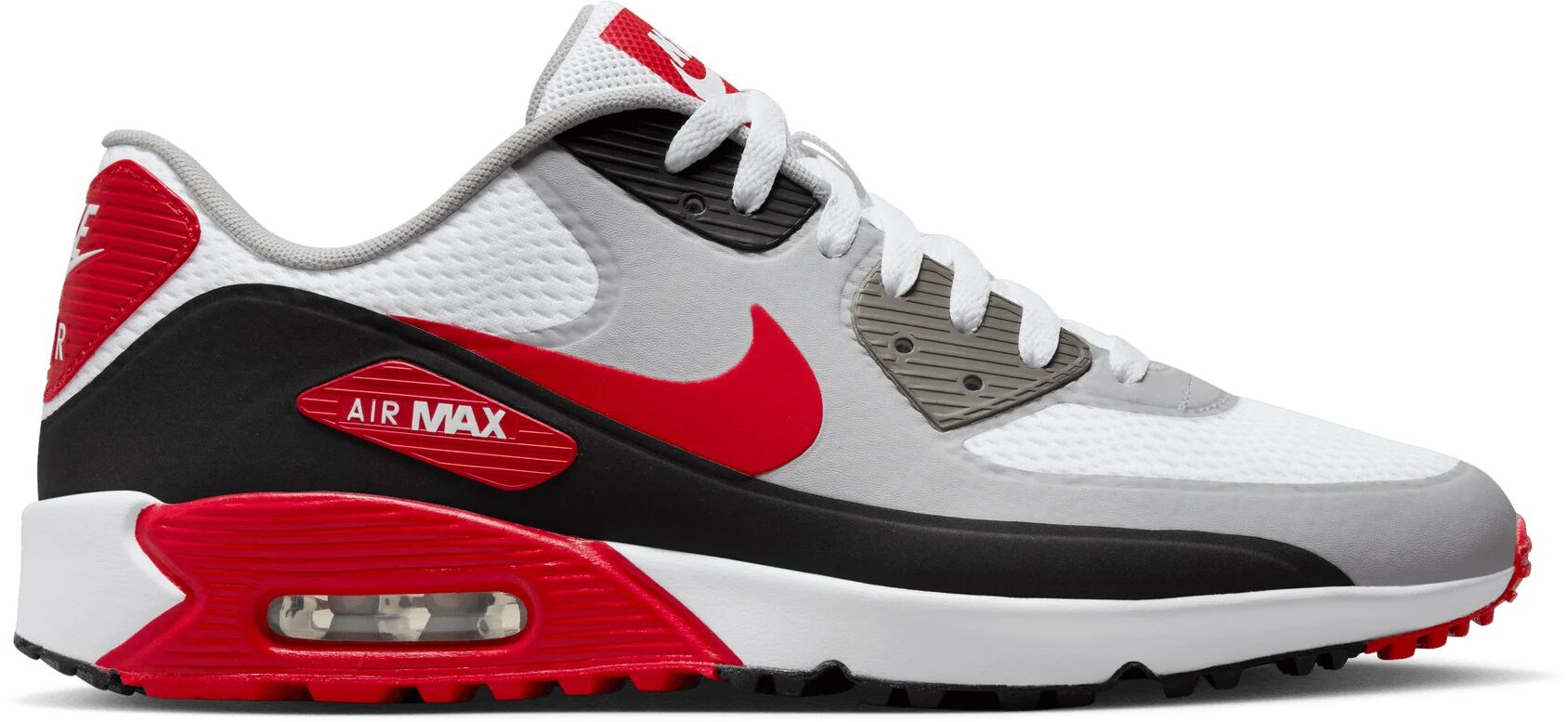 Nike Air Max 90 G Golf Shoes - White/Black/Photon Dust/University Red - 5 - MEDIUM