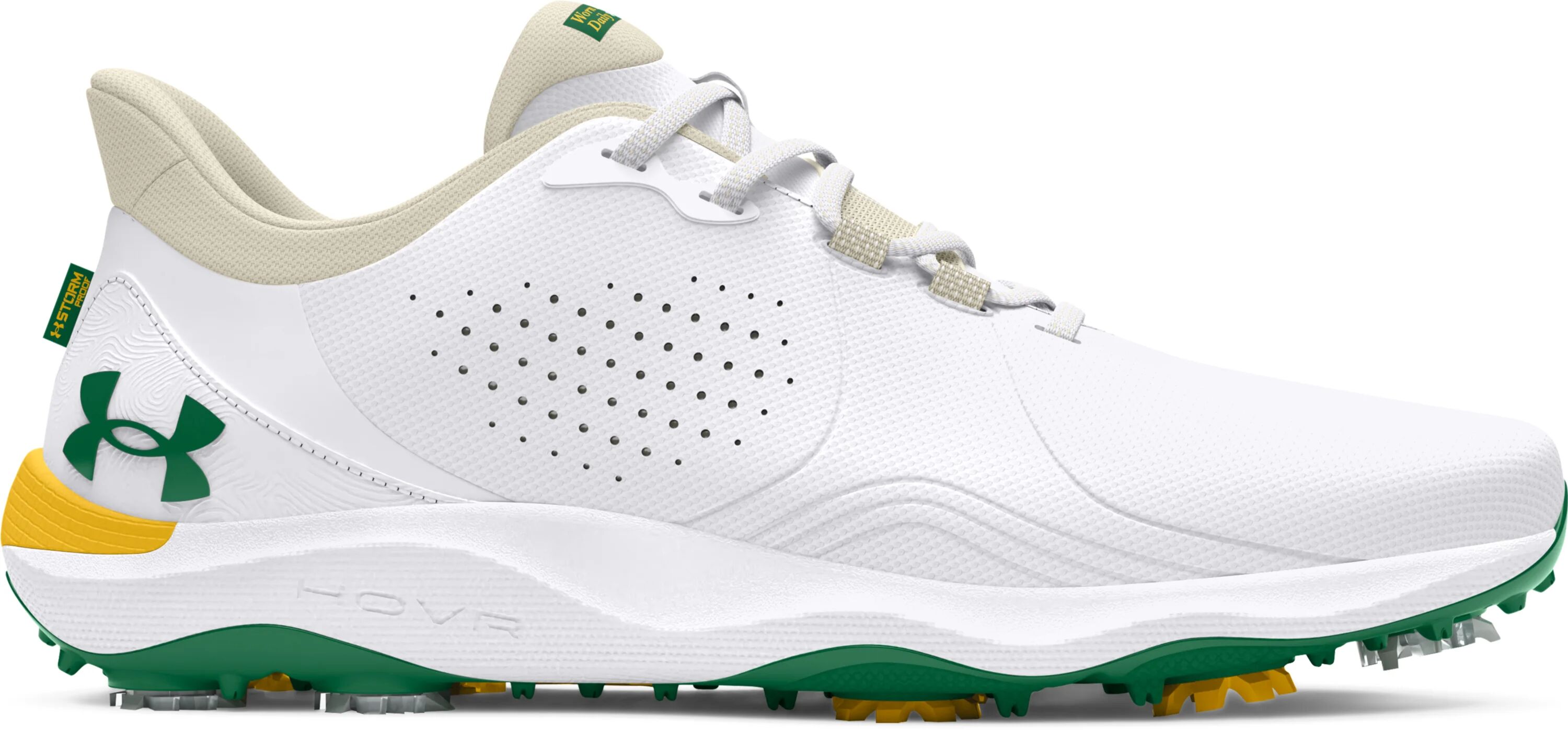 Under Armour UA Drive Pro LE Golf Shoes 2024 - White/Silt/Classic Green - 9.5 - MEDIUM