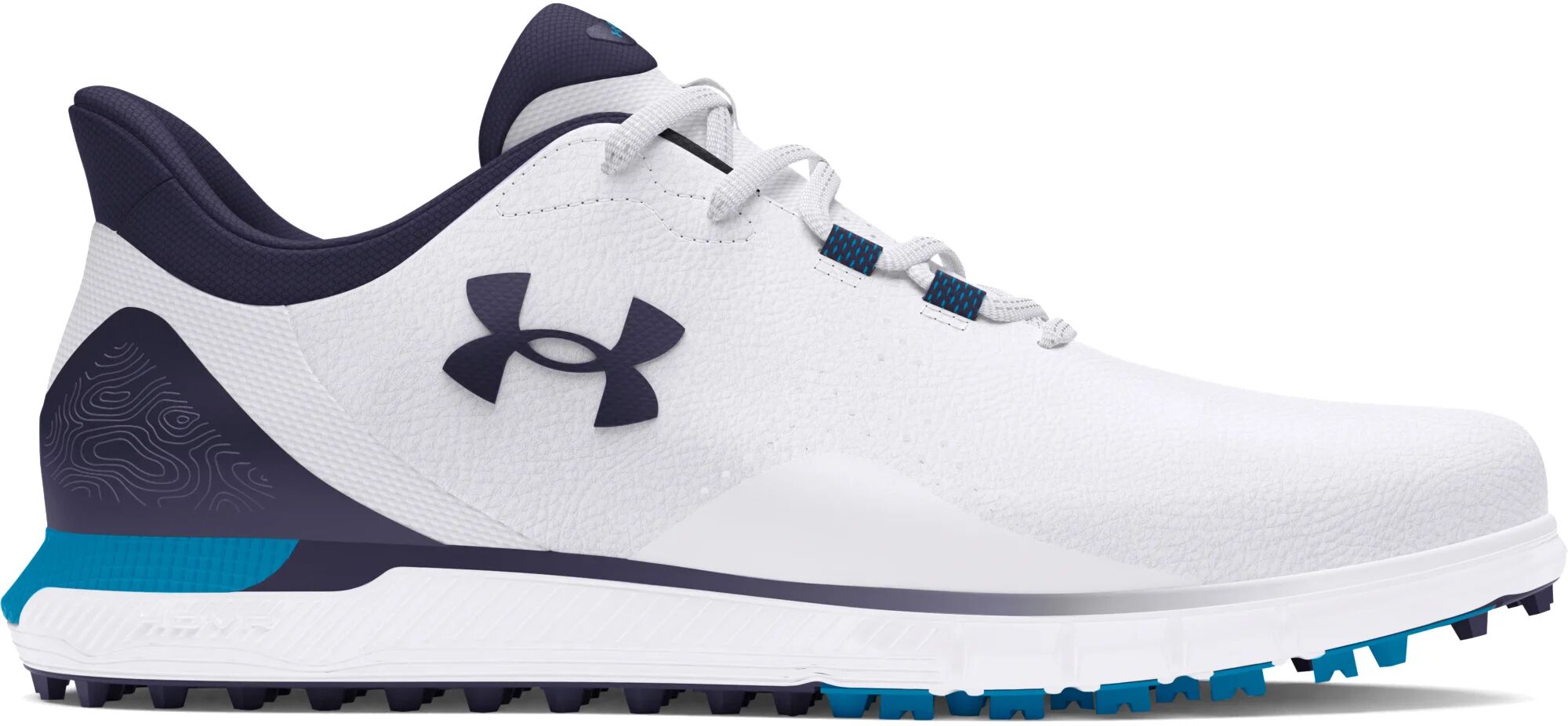 Under Armour UA HOVR Drive Fade Spikeless Golf Shoes 2024 - White/Capri/Midnight Navy - 7.5 - WIDE