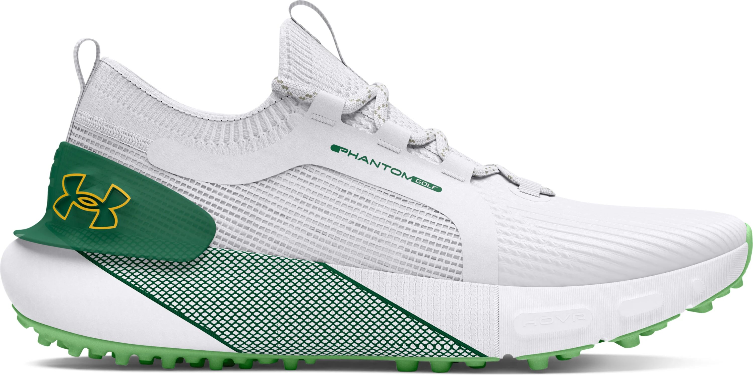 Under Armour UA Phantom LE Golf Shoes 2024 - White/Green/Taxi - 9.5 - MEDIUM