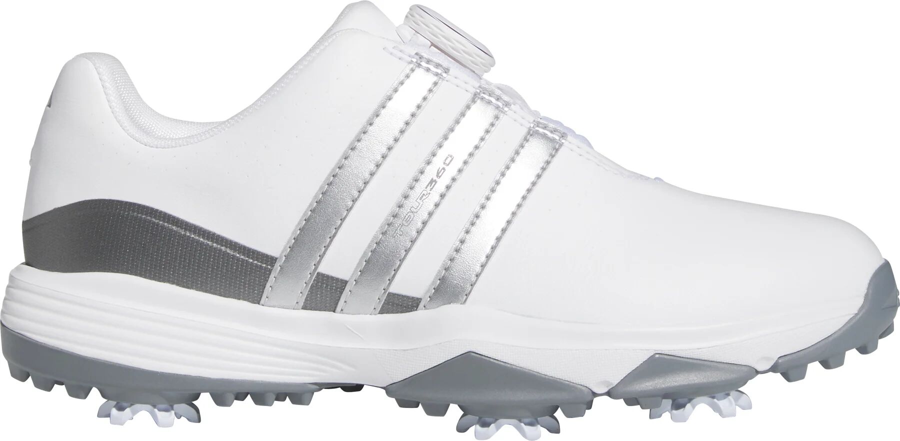 adidas Junior Kids Tour360 24 BOA Golf Shoes - Cloud White/Silver Metallic/Dash Grey - 7 - MEDIUM