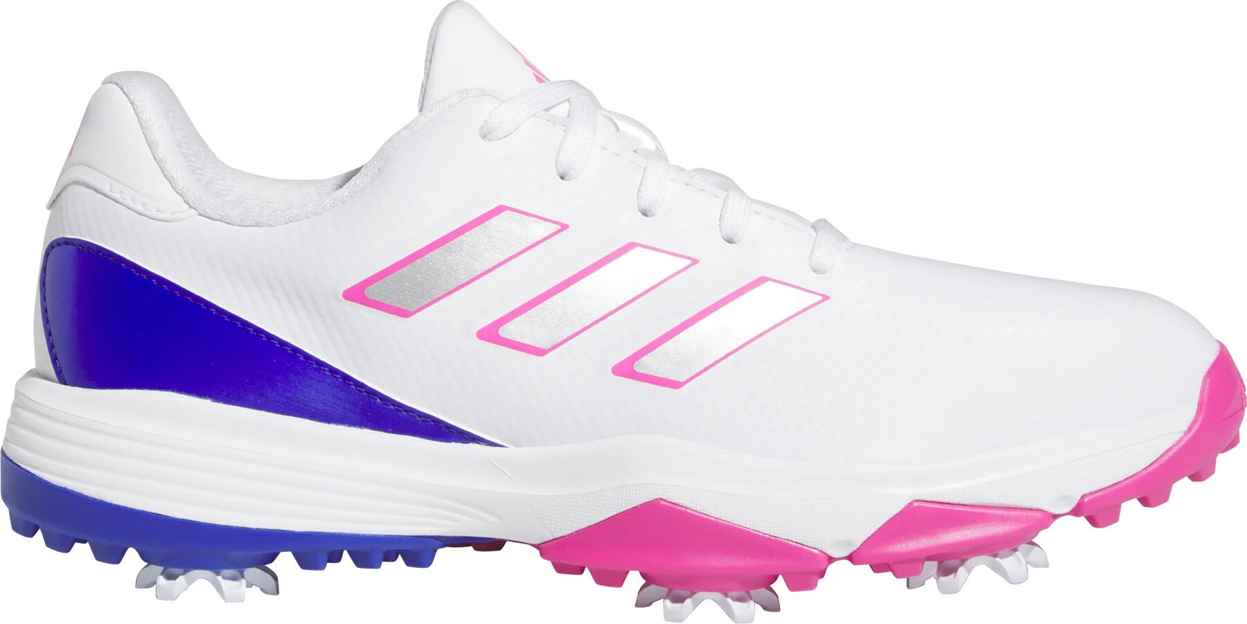 adidas Junior ZG23 Golf Shoes - Cloud White/Lucid Fuchsia/Lucid Blue - 4 - MEDIUM