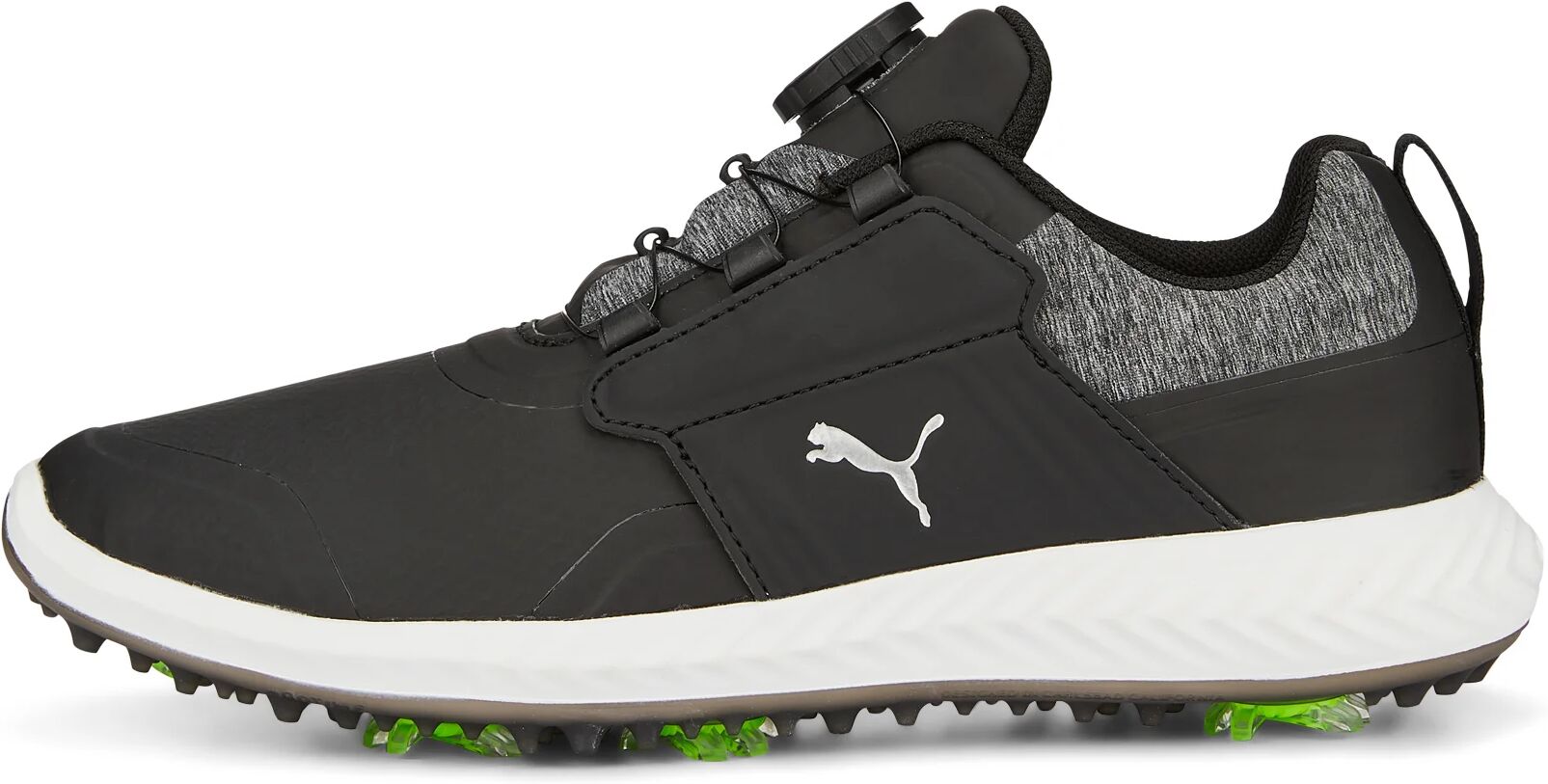 Junior IGNITE PWRCAGE Golf Shoes - Puma Black/Metallic Silver - 5 - MEDIUM