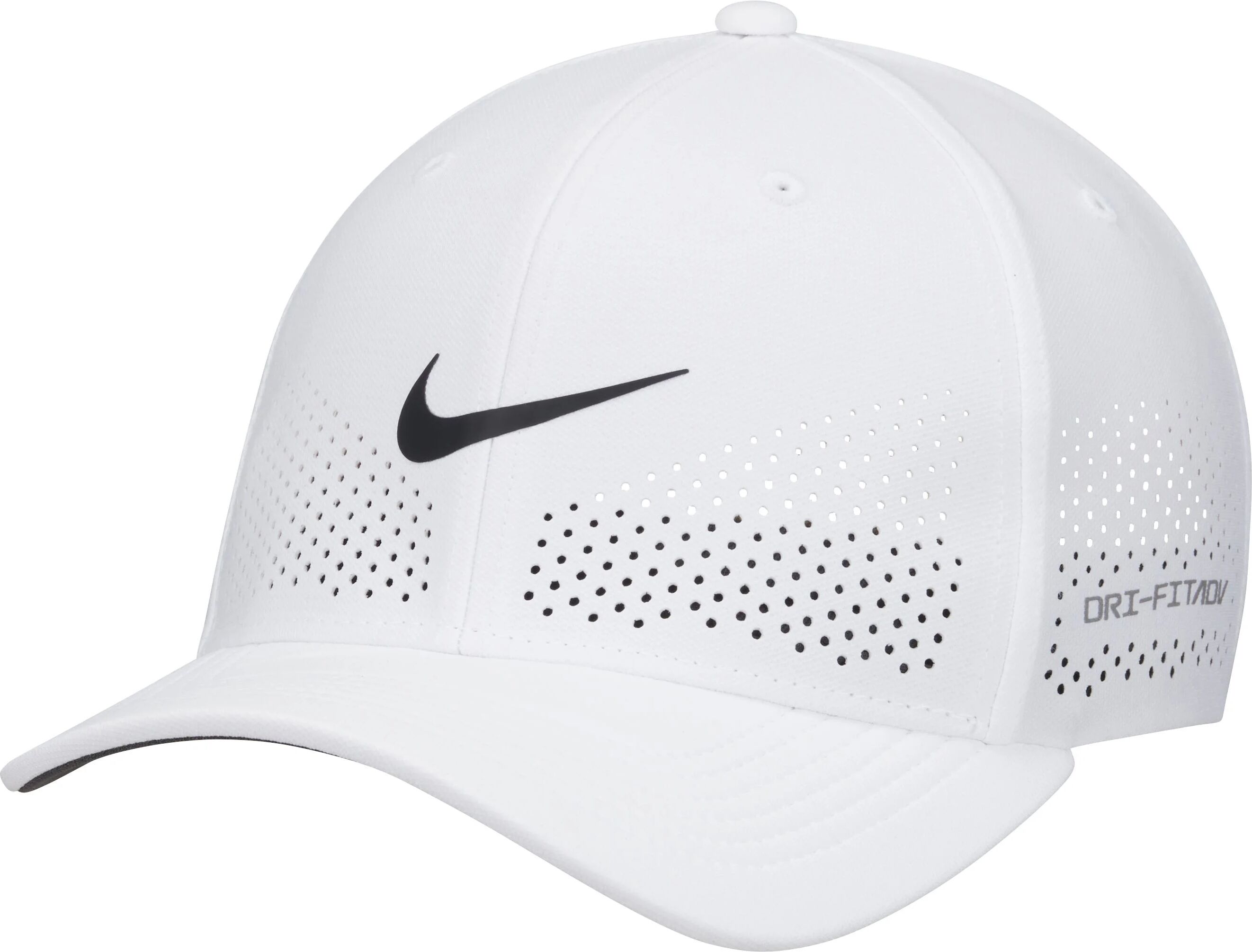 Nike Dri-FIT ADV Rise Structured Swoosh Flex Men's Golf Hat - White, Size: Medium/Large