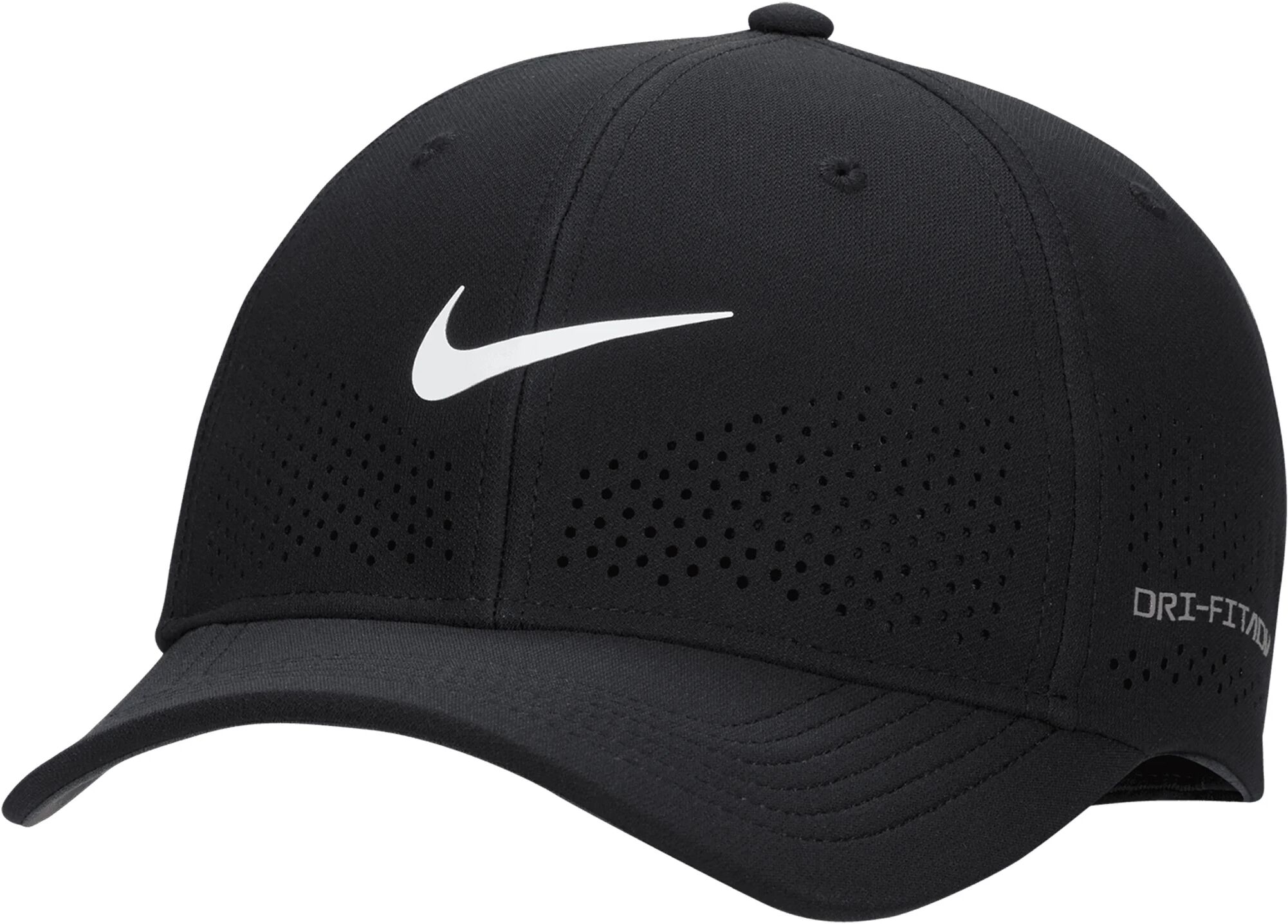 Nike Dri-FIT ADV Rise Structured SwooshFlex Men's Golf Hat - Black, Size: Small/Medium