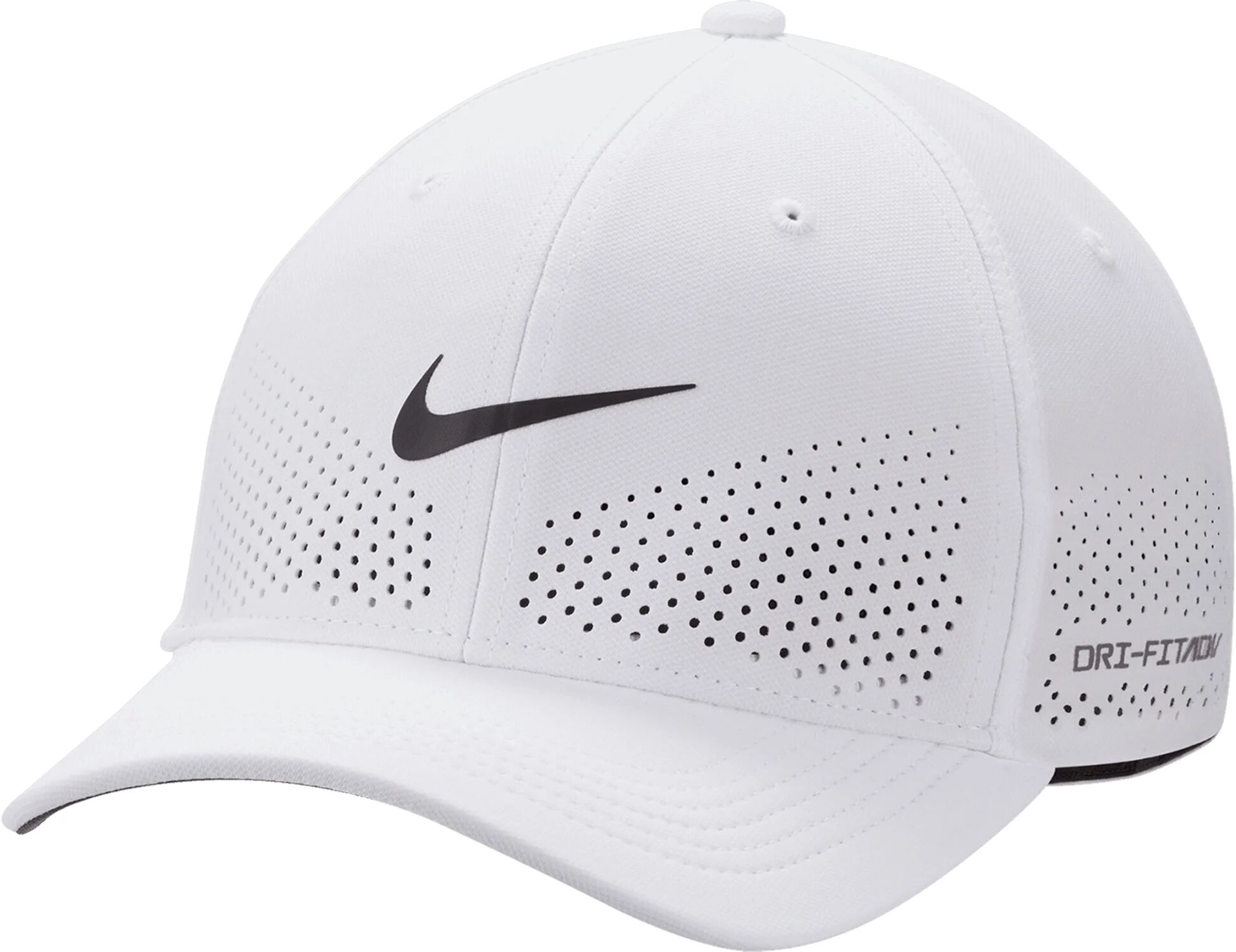 Nike Dri-FIT ADV Rise Structured SwooshFlex Men's Golf Hat - White, Size: Small/Medium