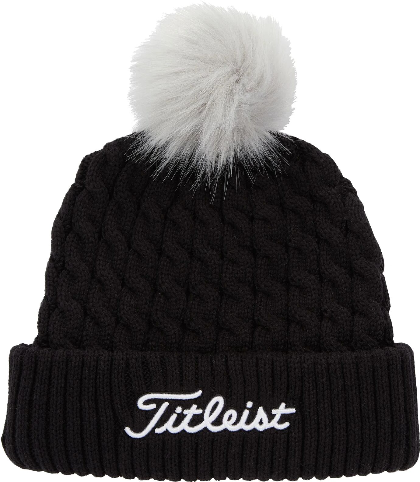 Titleist Cable Knit Pom Pom Men's Golf Beanie 2024 - Black