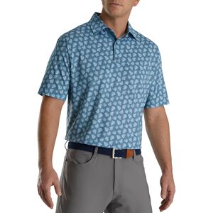 FootJoy Men's Shadow Palm Print Lisle Self Collar Golf Polo, Spandex/Polyester in Ink/Dusk Blue, Size 2XL