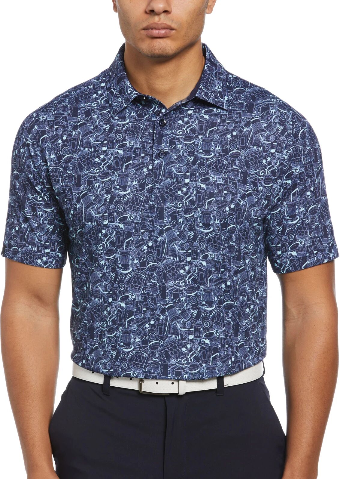 Callaway Essential Drink Print Men's Golf Polo - Blue, Size: X-Large