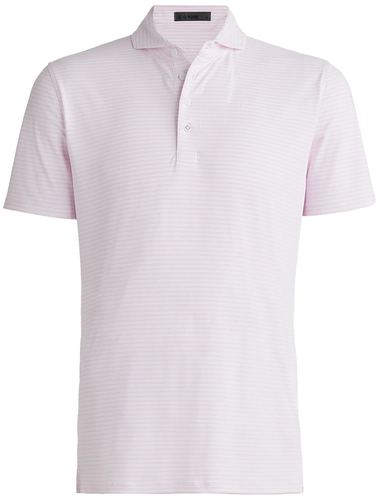 G/FORE Feeder Stripe Tech Pique Modern Spread Collar Men's Golf Polo Shirt - Pink, Size: XXL