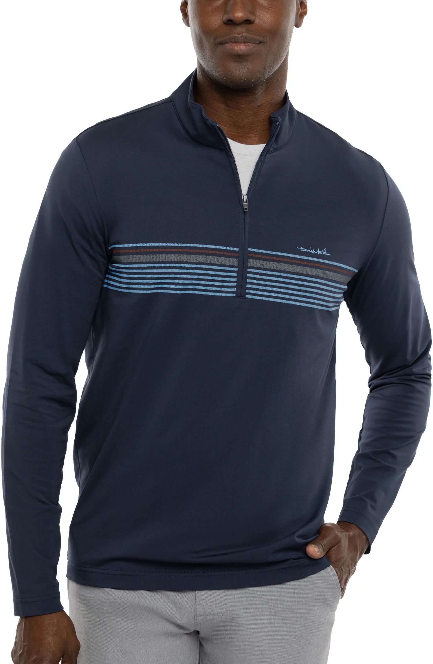 TravisMathew Make Music Men's Golf Pullover - Blue, Size: Small