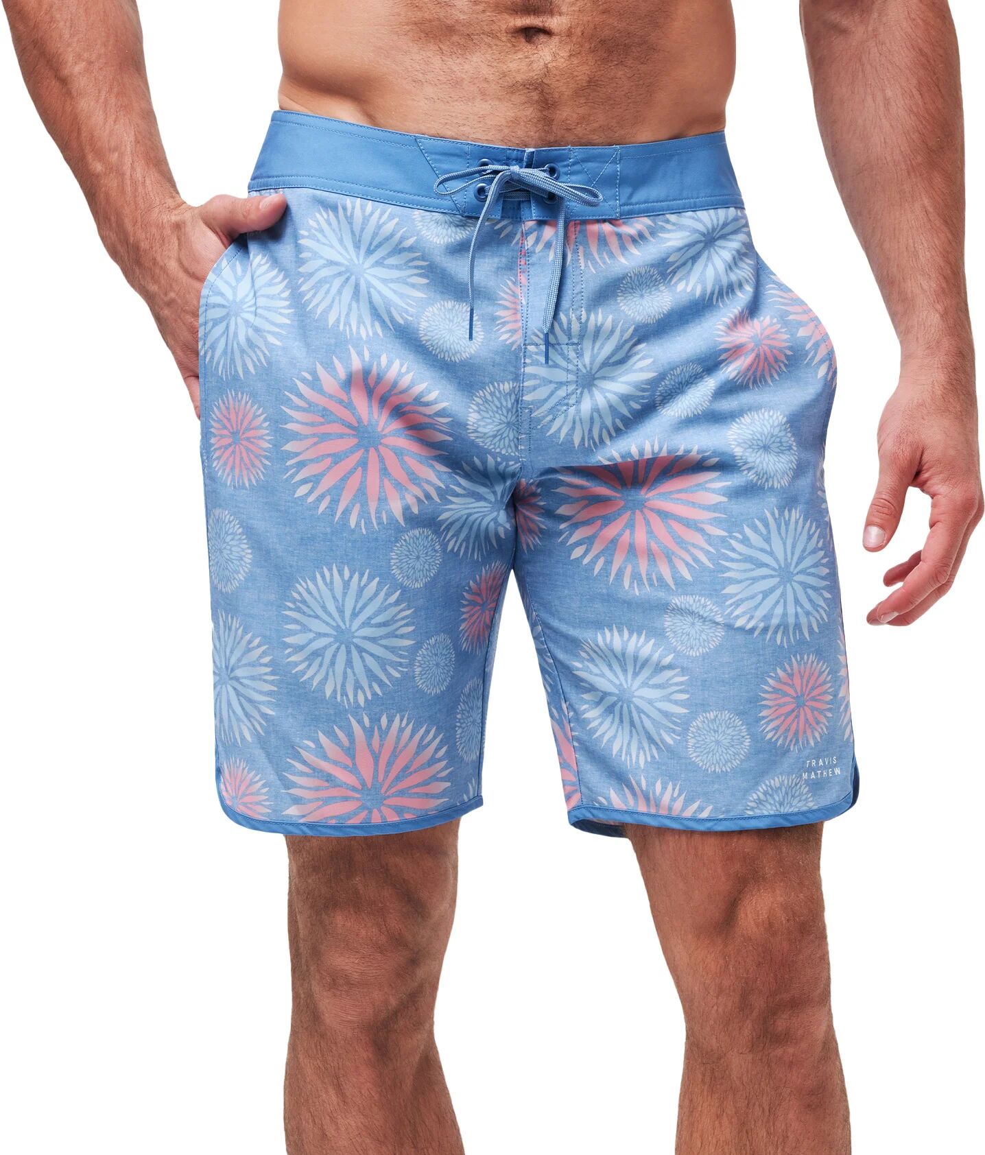 TravisMathew Sand Smuggler Boardshorts - Blue, Size: 32