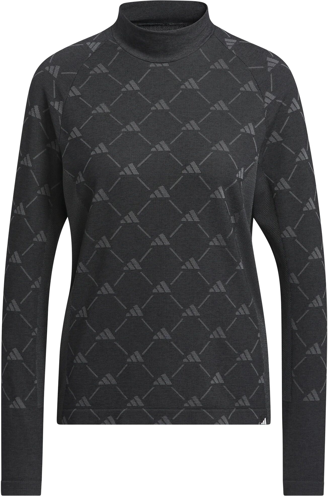 adidas Womens Ultimate365 Tour Monogram Mock Long Sleeve Golf T-Shirt - Black, Size: Large