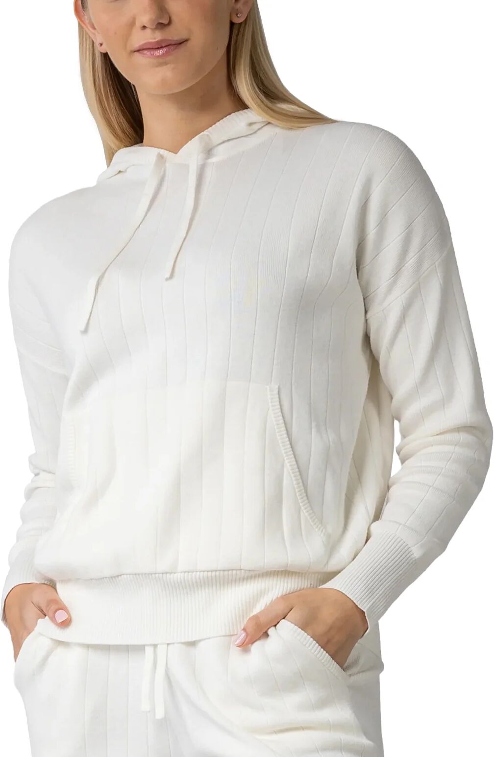 Levelwear Womens Dream Sweater Knit Golf Hoodie - WHITE TAN - M