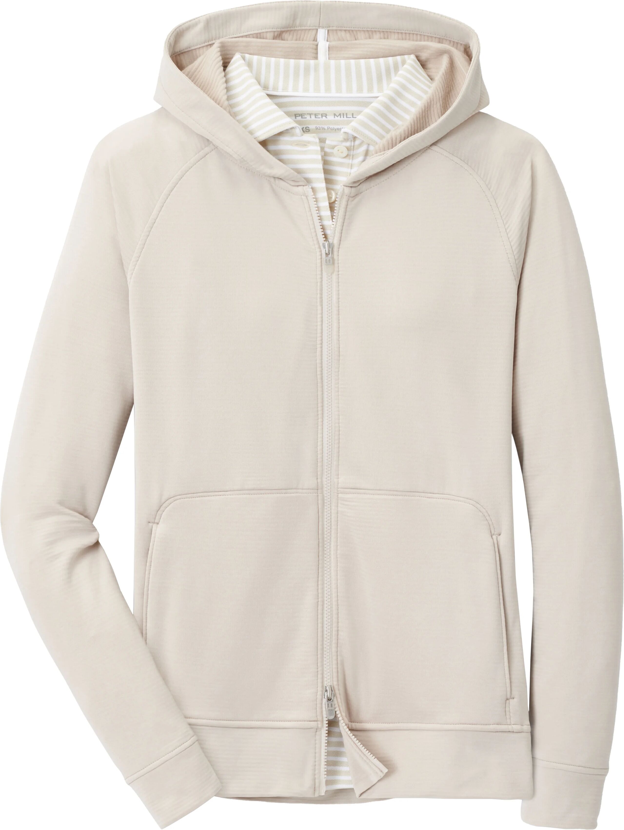 Peter Millar Womens Beaumont Full-Zip Golf Hoodie - Khaki, Size: X-Large