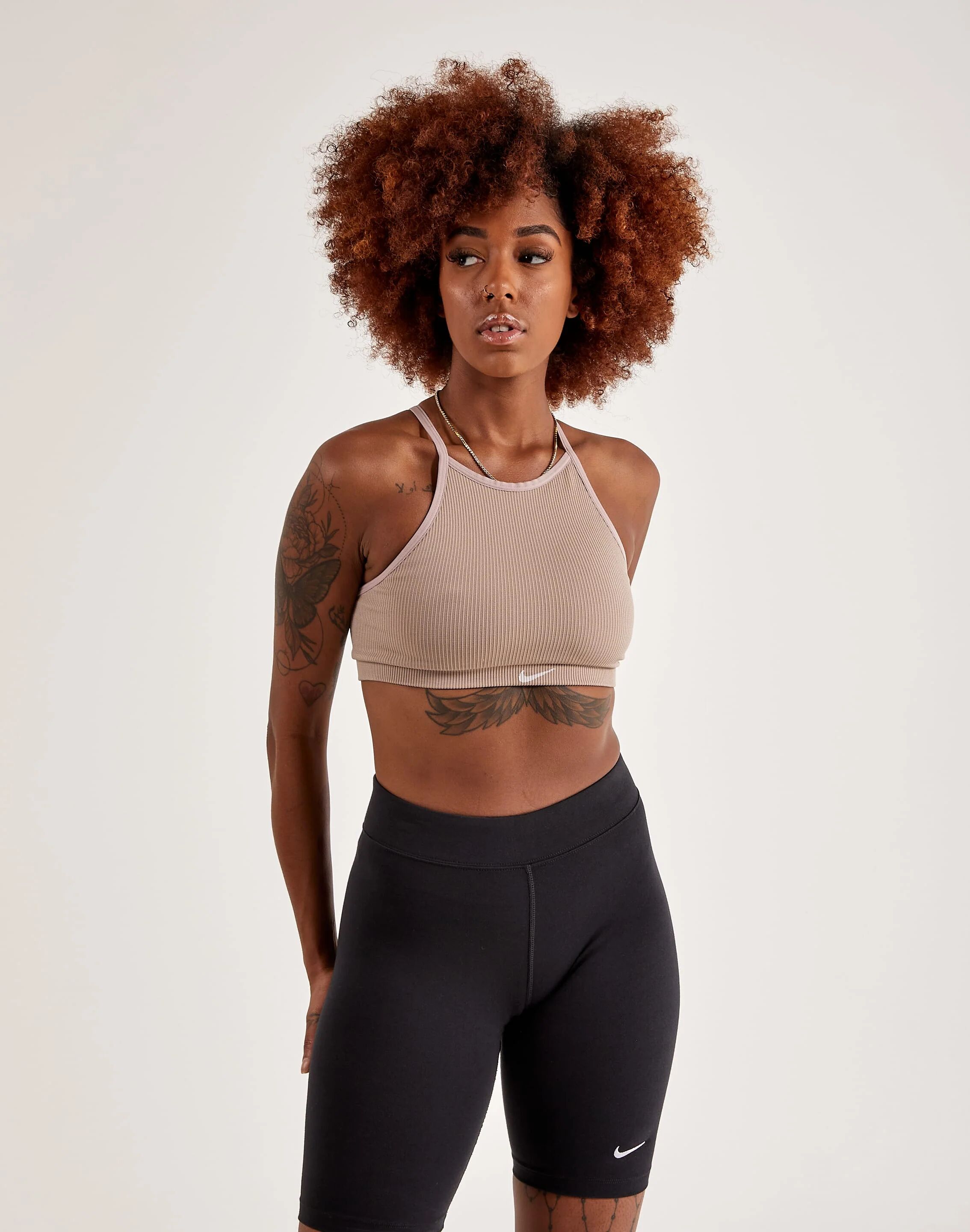 Nike Ribbed Sports Bra  - Tan - Size: SM