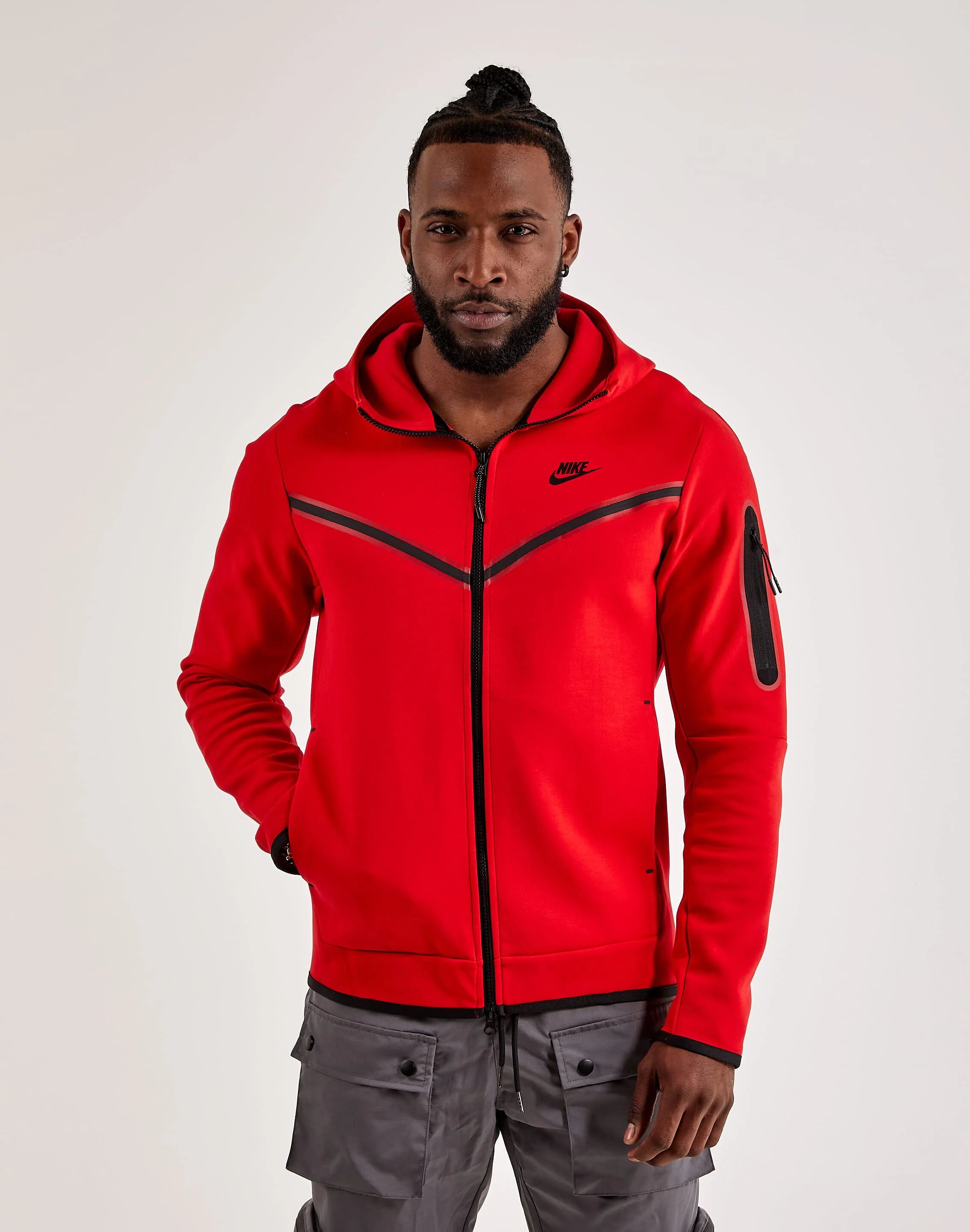 Nike Tech Fleece Full-Zip Hoodie  - Red - Size: LG