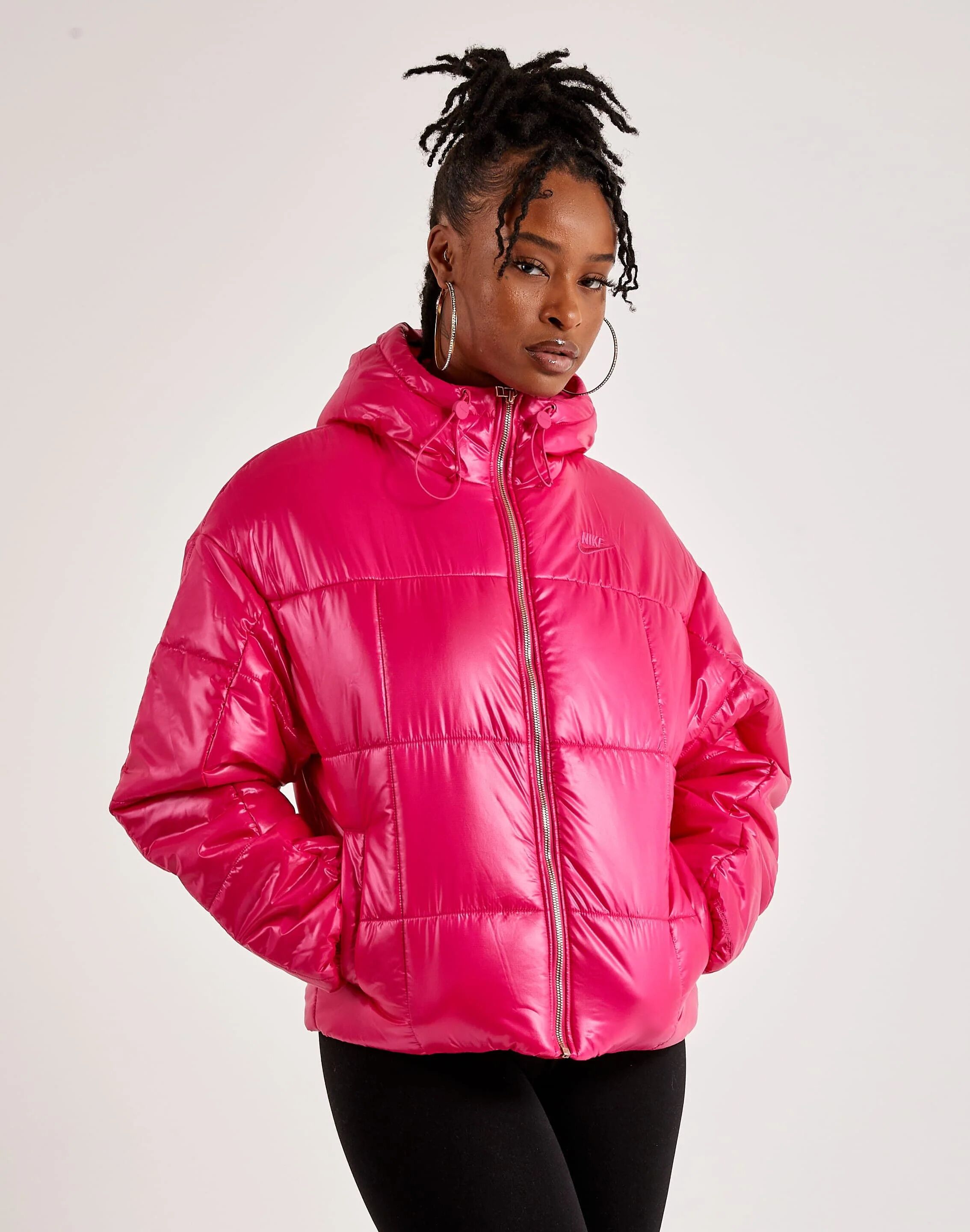 Nike Classic Puffer Shine Jacket  - Black,Pink - Size: Medium