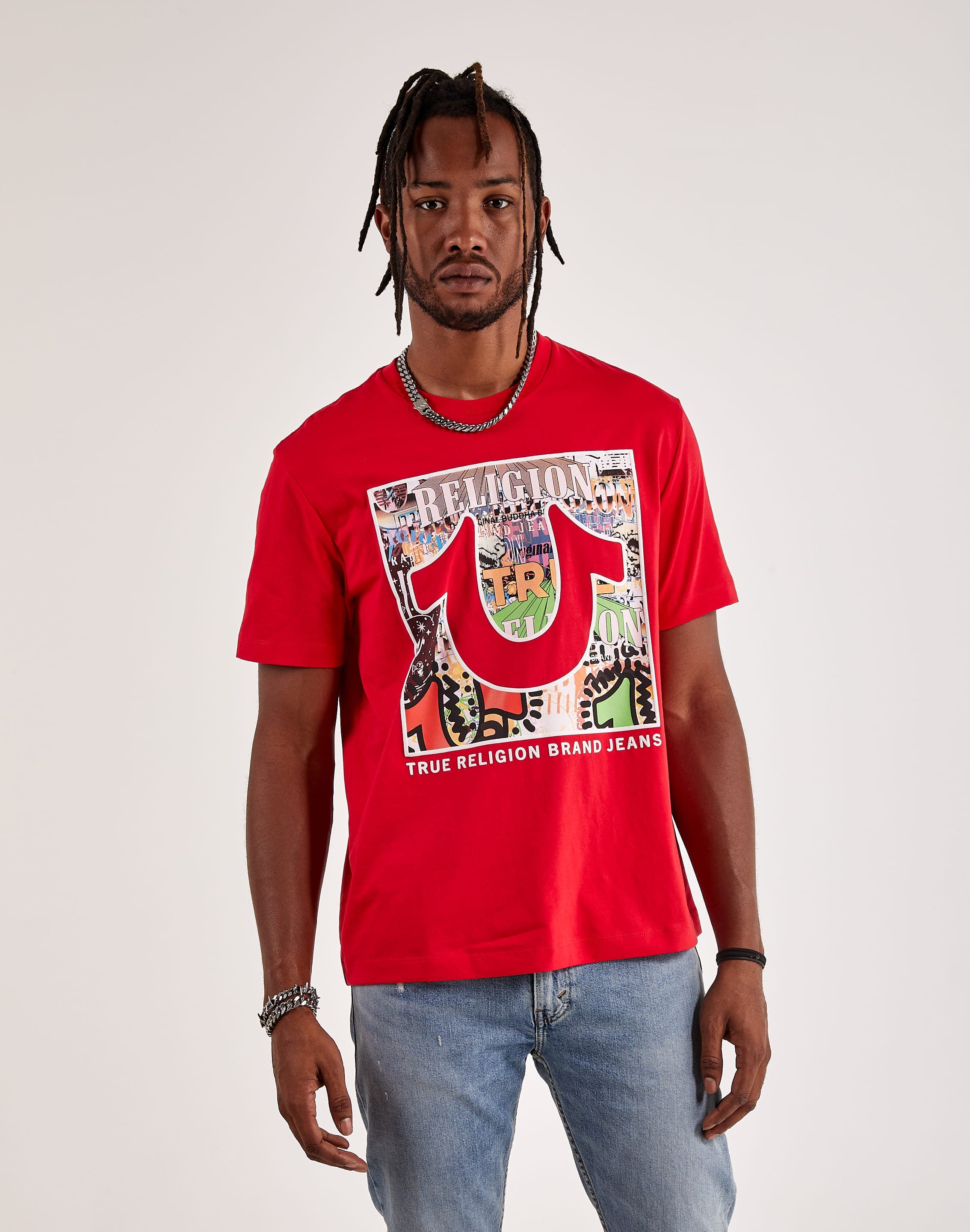 True Religion Relaxed Layered Art Tee  - Red - Size: Medium