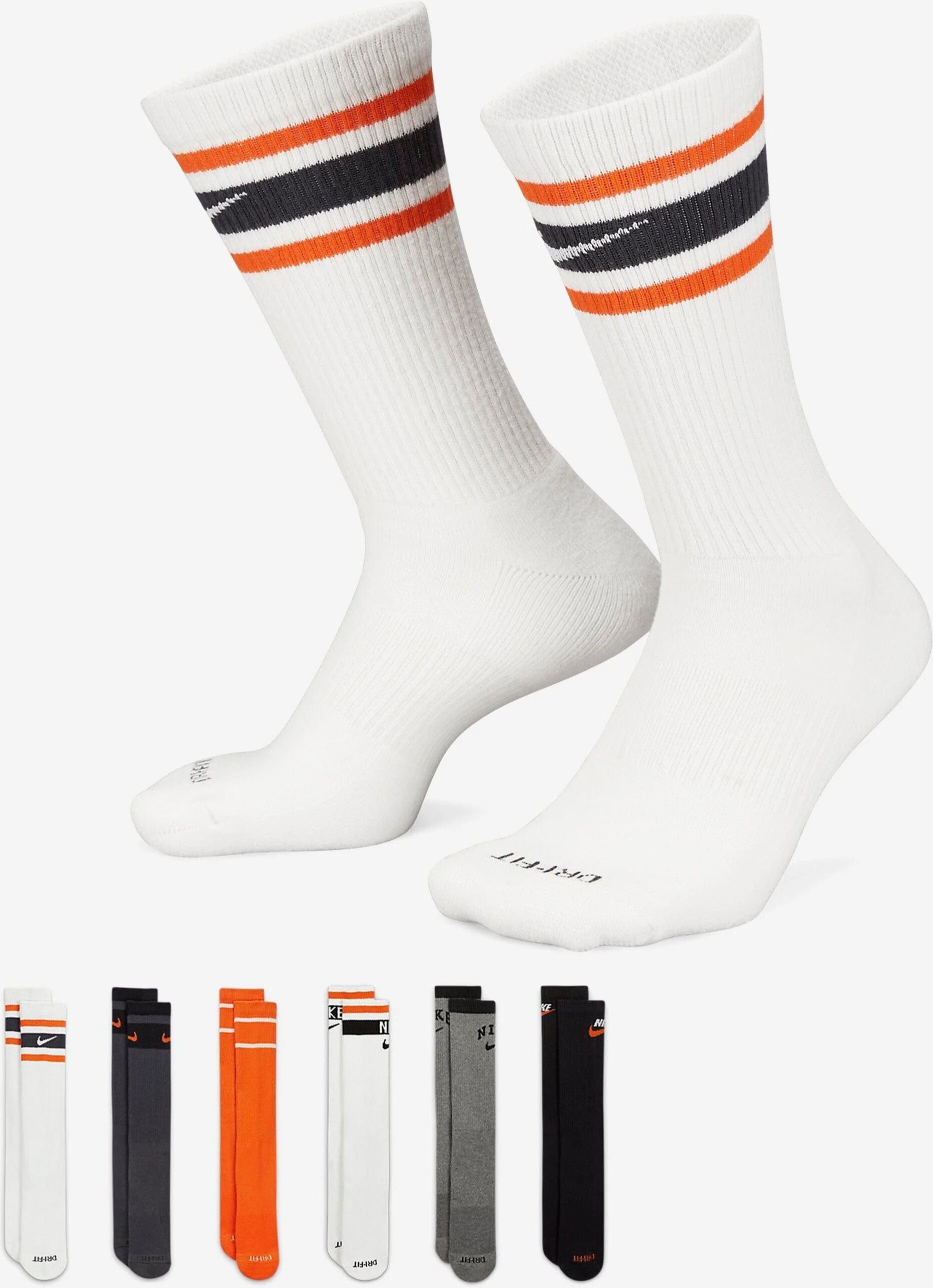 Nike Everyday Cushioned Crew Socks 6-Pack  - Multi - Size: LG