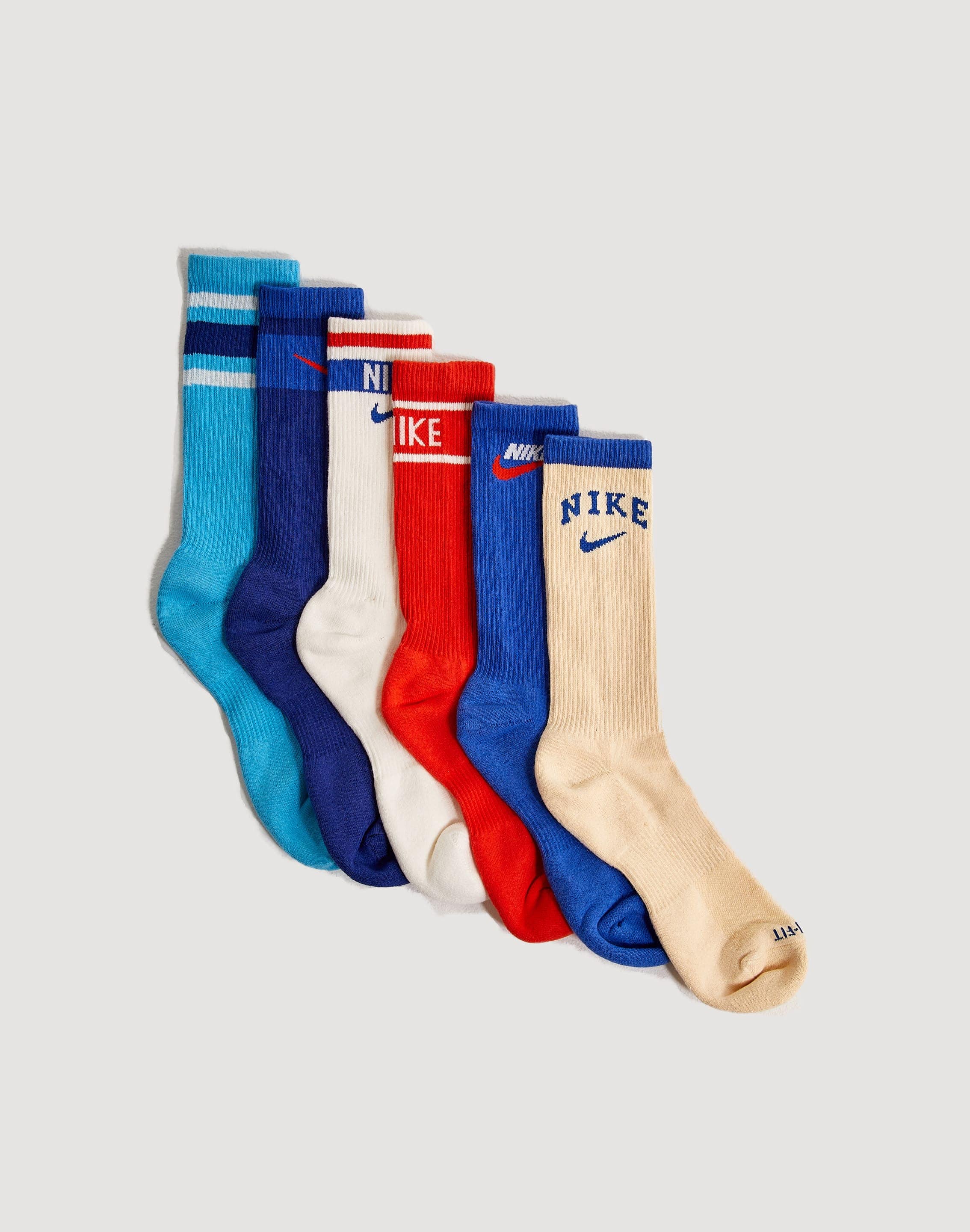 Nike Everyday Plus Retro Cushioned Crew Socks 6-Pack  - Multi - Size: LG