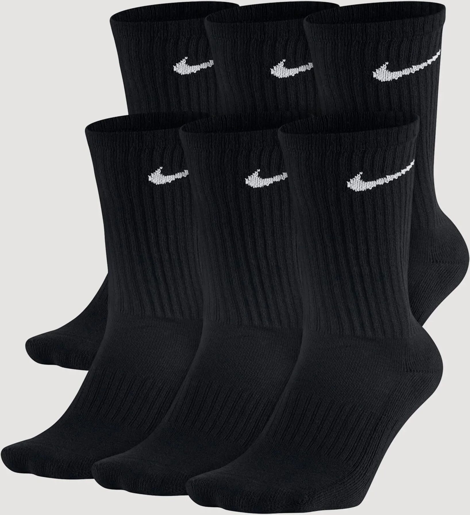 Nike Everyday Cushioned Crew Socks 6-Pack  - Black - Size: LG