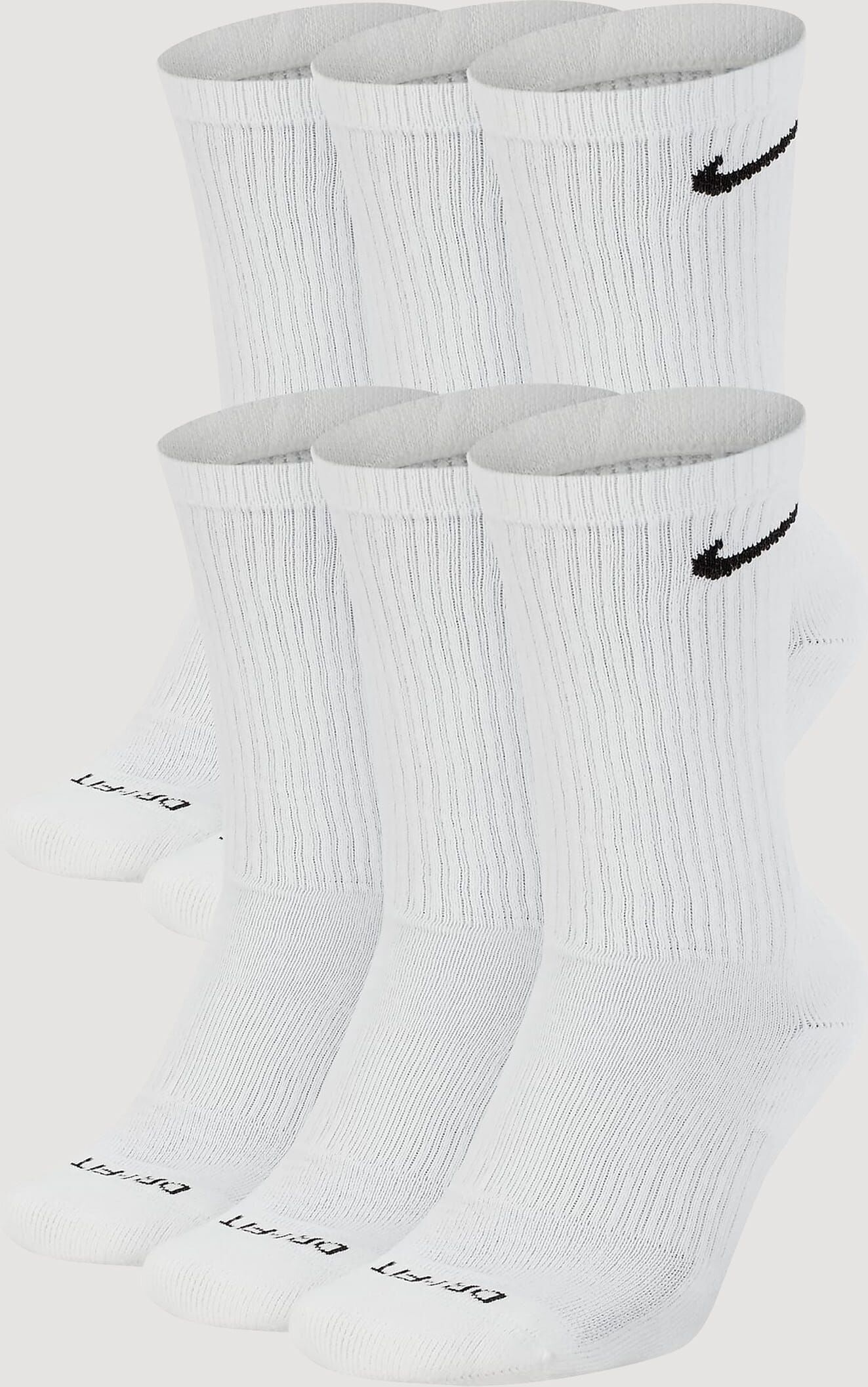 Nike Everyday Cushioned Crew Socks 6-Pack  - White - Size: LG