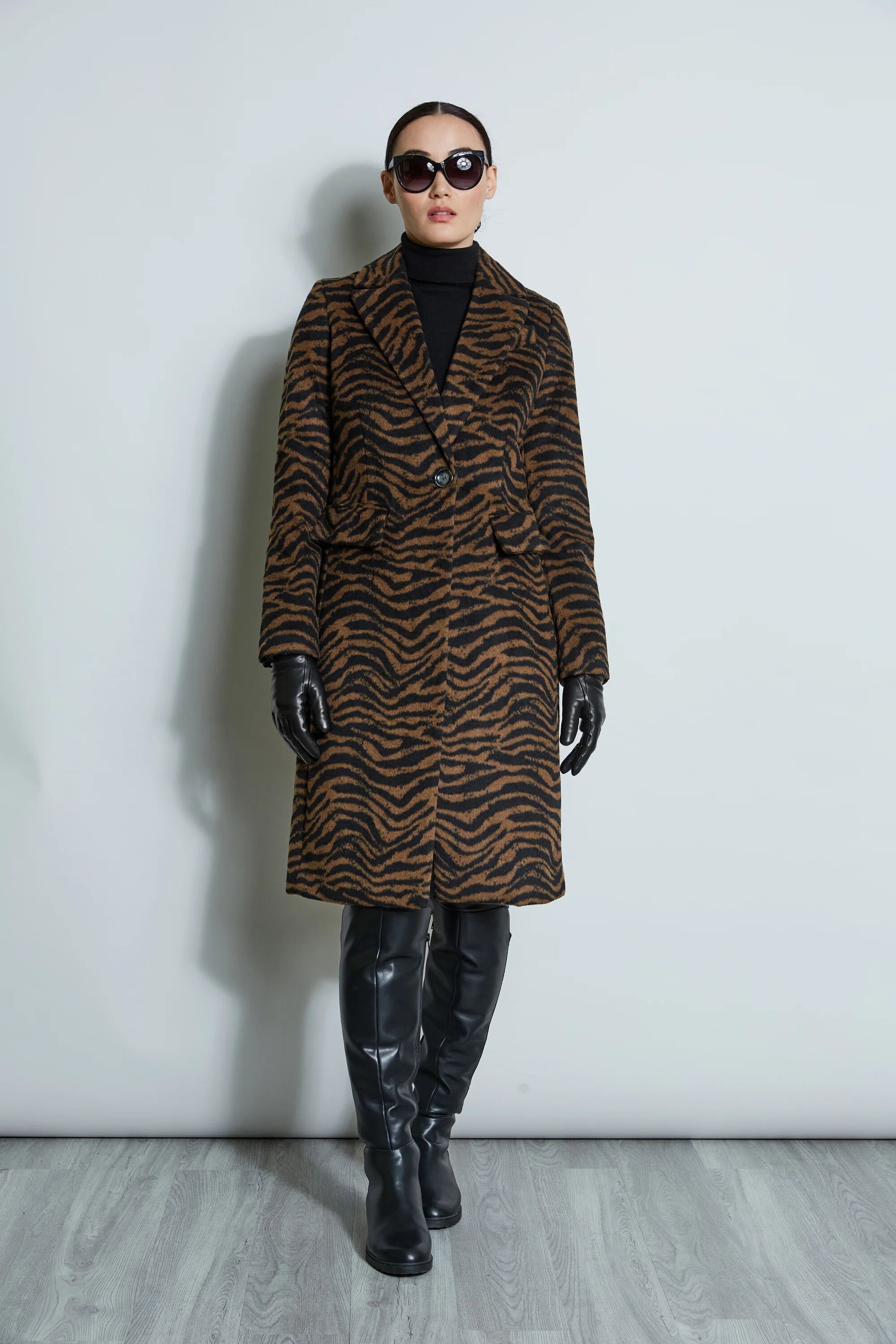 Tahari Zebra Wool Blend Coat - Female