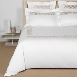 Frette Ornate Medallion Embroidered Duvet Cover  Size: Queen-  Milk/Savage Beige