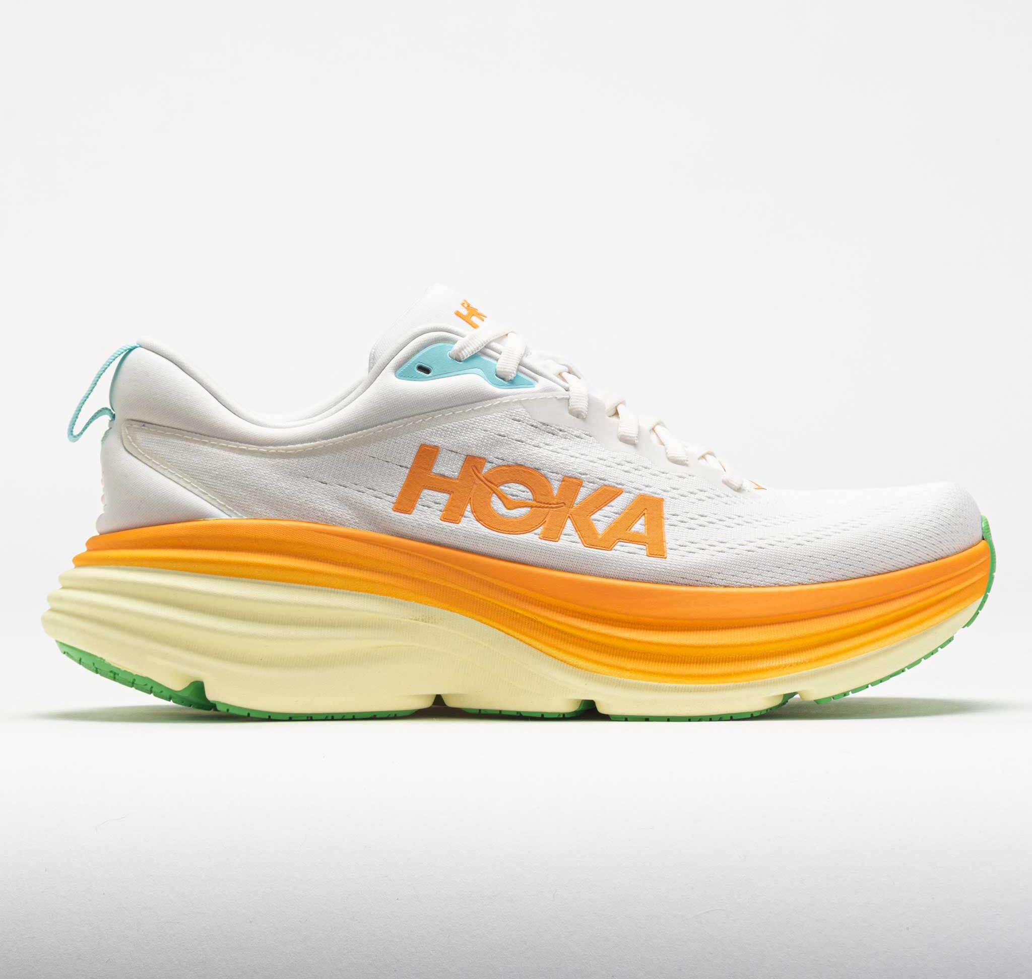 HOKA Bondi 8 Men's Running Shoes Blanc de Blanc/Solar Flare