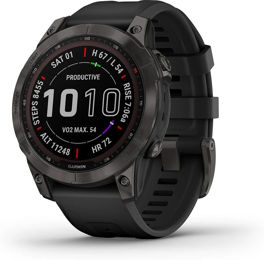 Garmin fenix 7 Sapphire Solar GPS Watch GPS Watches Carbon Gray DLC Titanium with Black Band