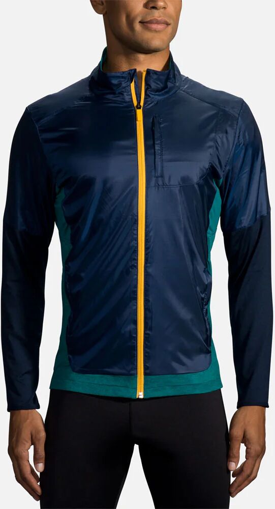 Brooks Fusion Hybrid Jacket Men's Running Apparel Navy/Heather Spruce