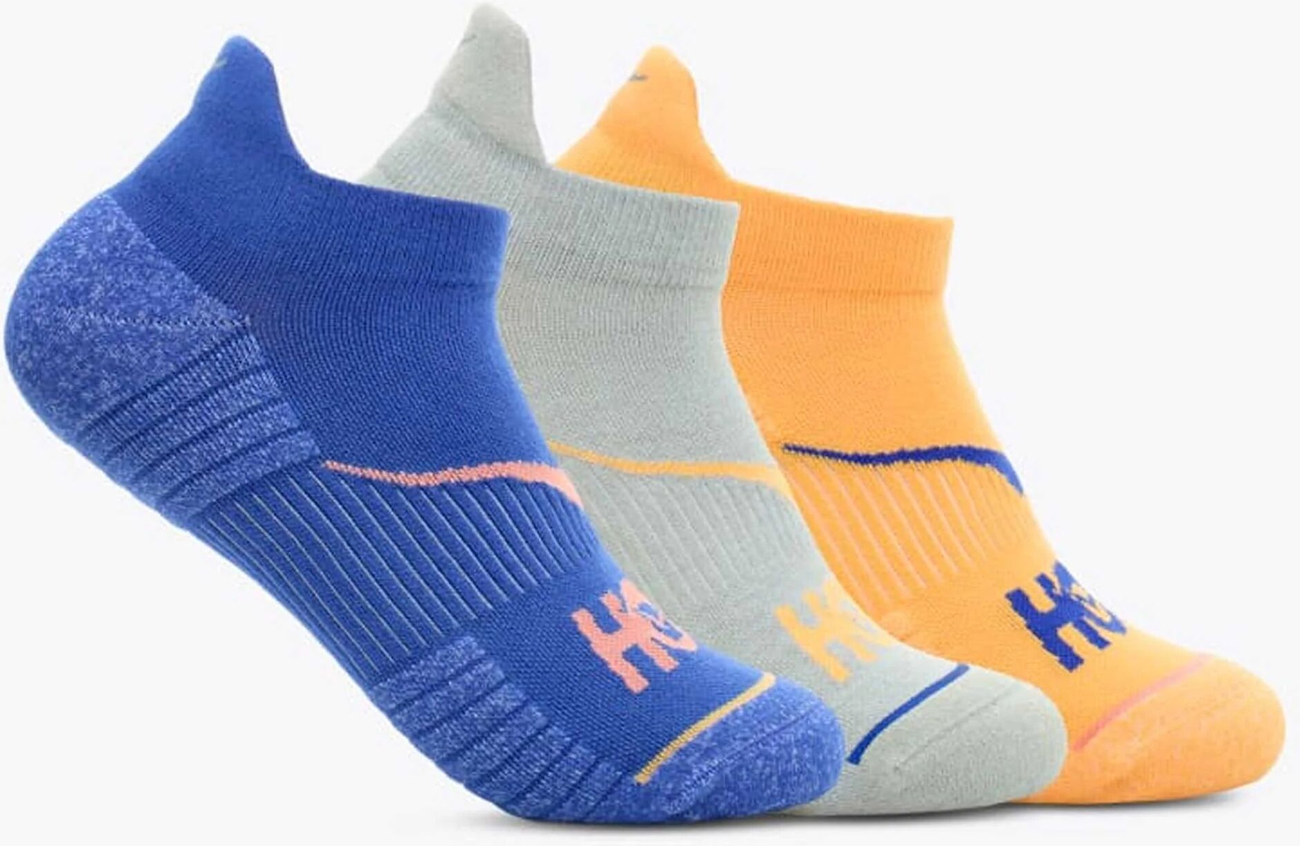 HOKA No-Show Run Sock 3 Pack Socks Sherbert/Limestone/Dazzling Blue