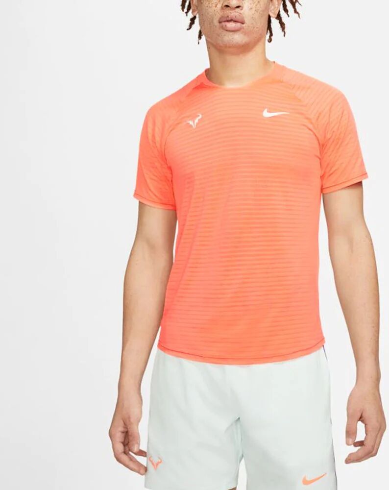 Nike Rafa Aeroreact Crew Spring 2021 Men's Tennis Apparel Bright Mango/Barely Green