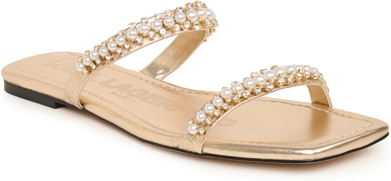 Karl Lagerfeld Paris   Women's Payzlee Embellished Sandal   Champagne Pink  - Champagne - Size: 6.5