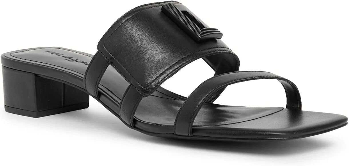 Karl Lagerfeld Paris   Women's Valerie Double L Block Heel Sandal   Black  - Black - Size: 6.5